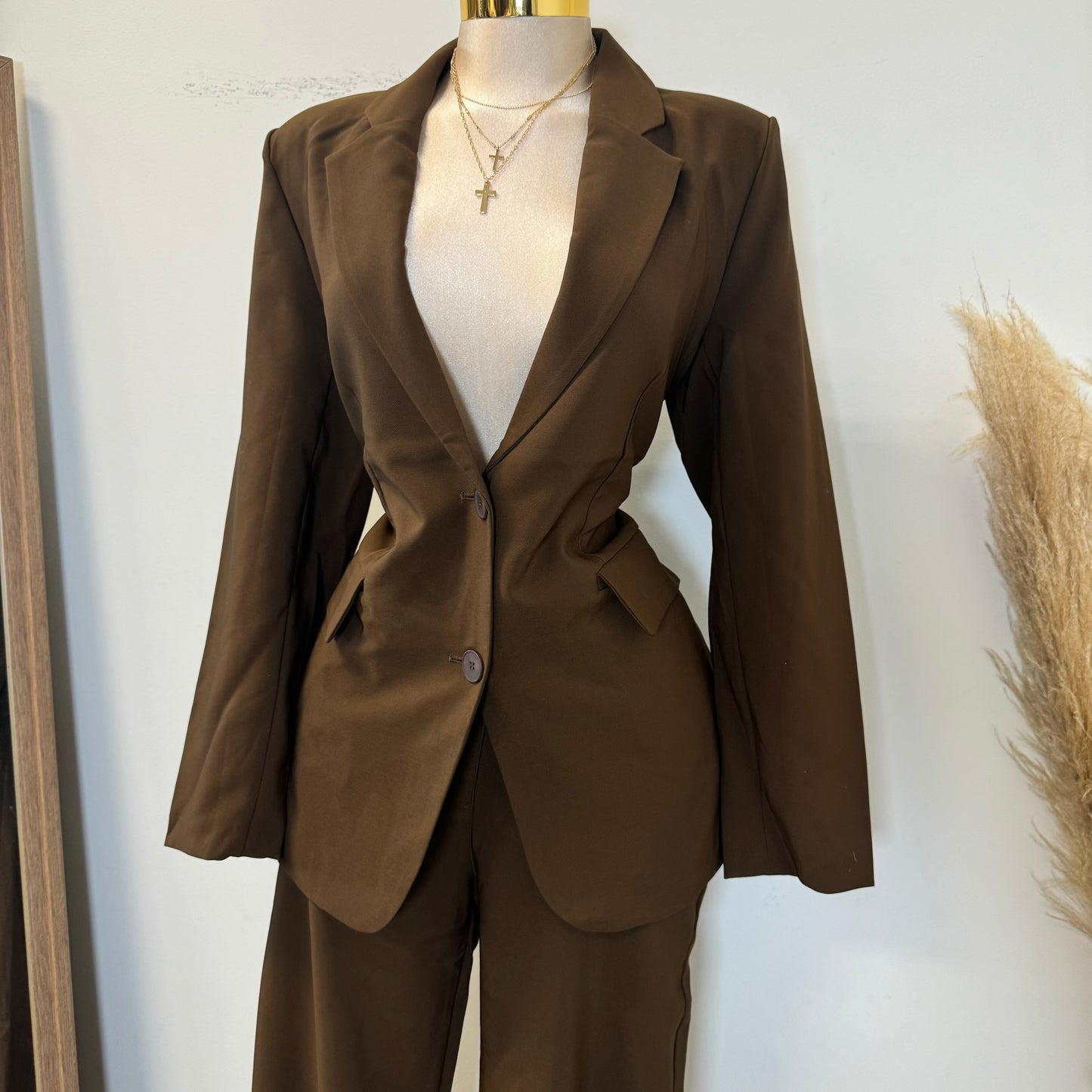 Boss Lady Pant Suit-Brown