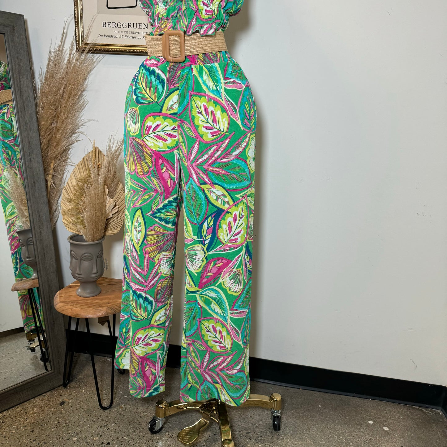 Adamari Pant Set-Green/Hot Pink