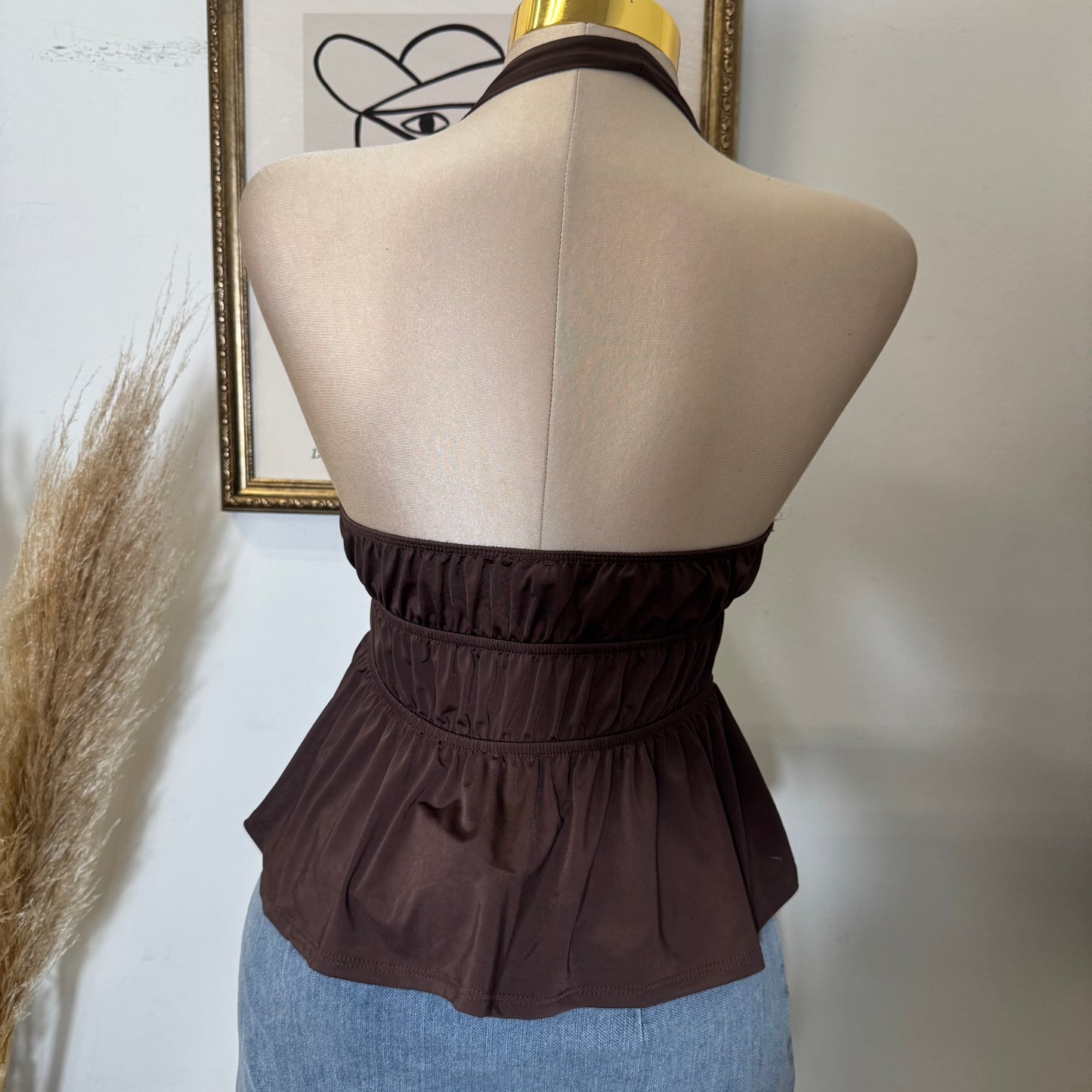 Halter Front Tie Venechia Top-Brown