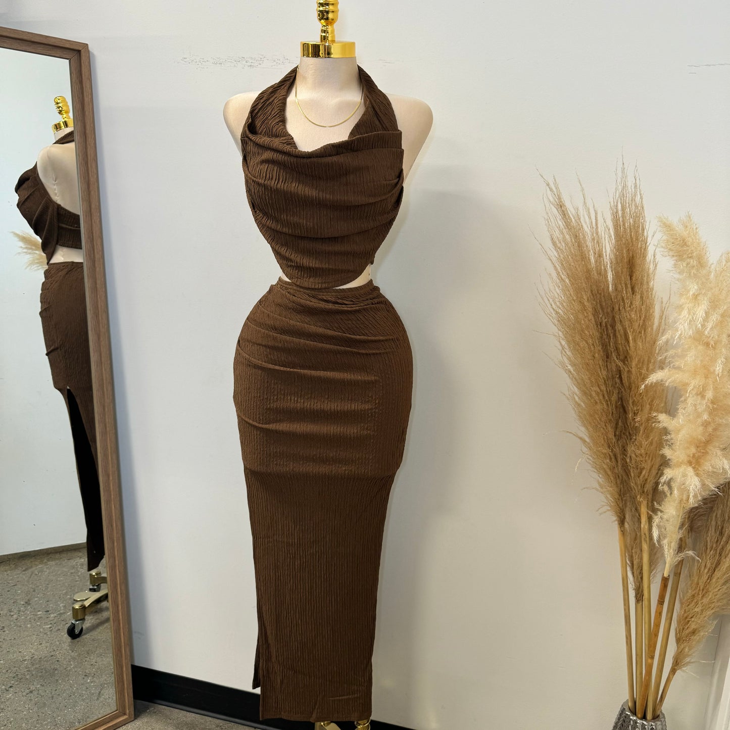 Coco Two piece Set-BROWN is
