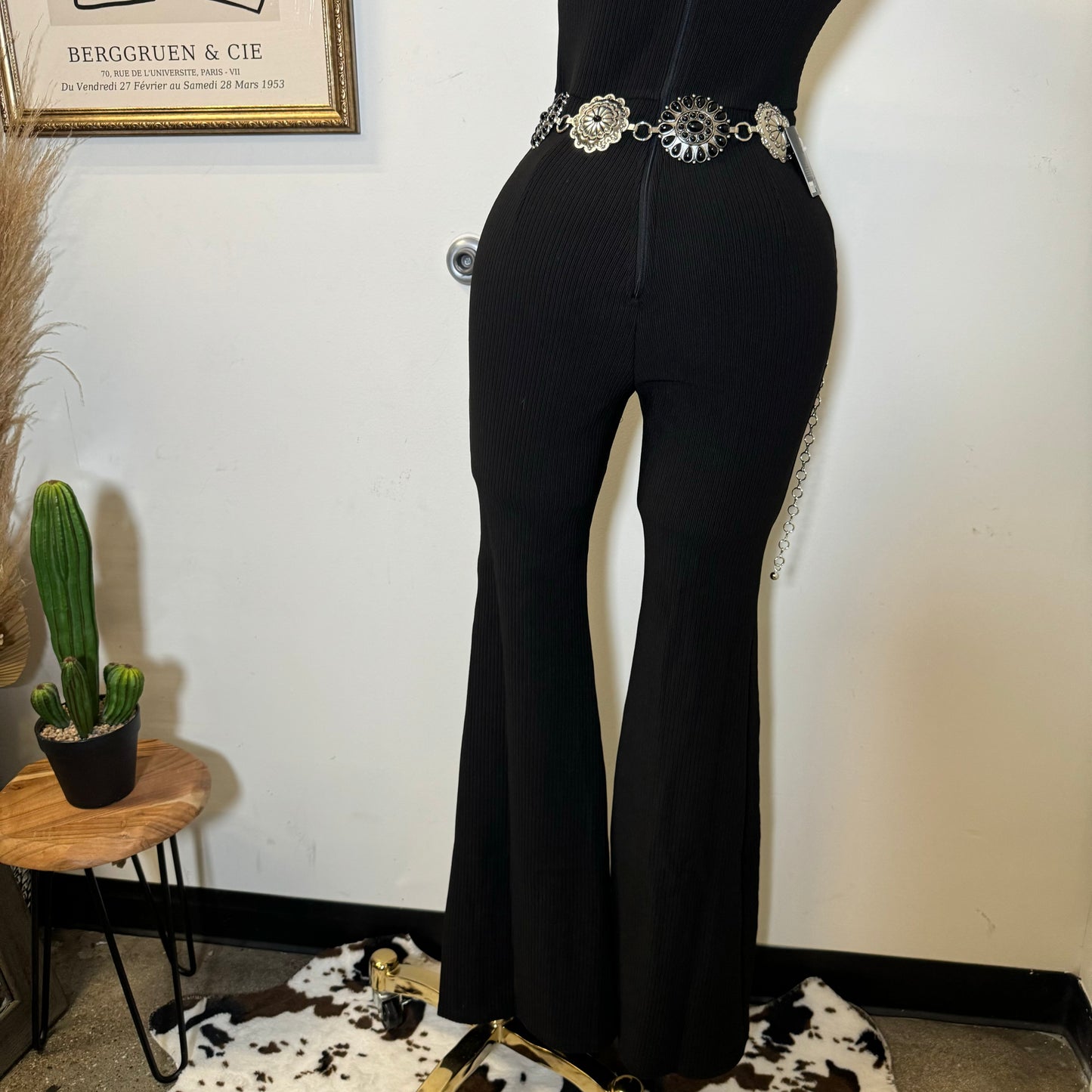 Rib One Shoulder Jumpsuit-Black