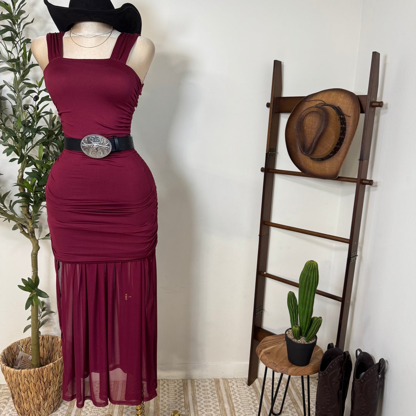 Ella Dress-Burgundy