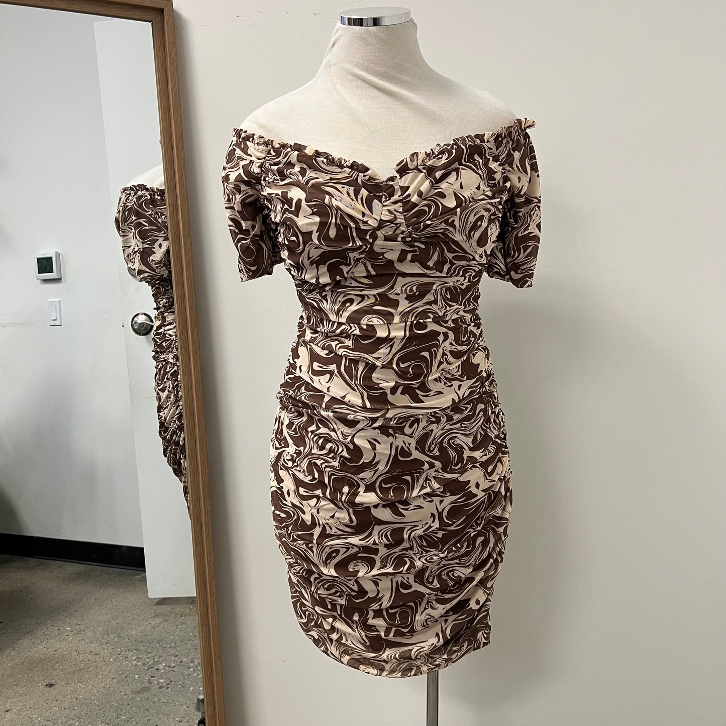 Luz Mesh Dress PL-Brown/ White