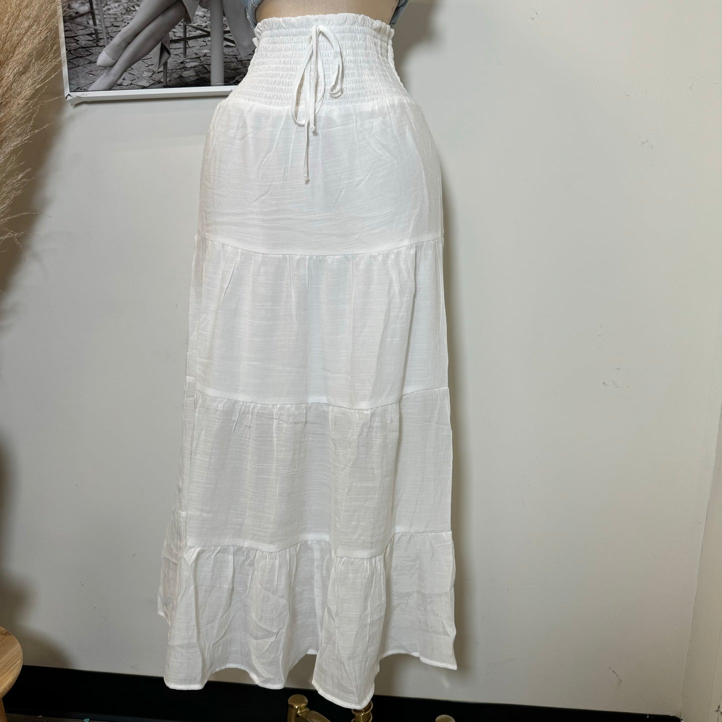 Maxi Long Skirt-White
