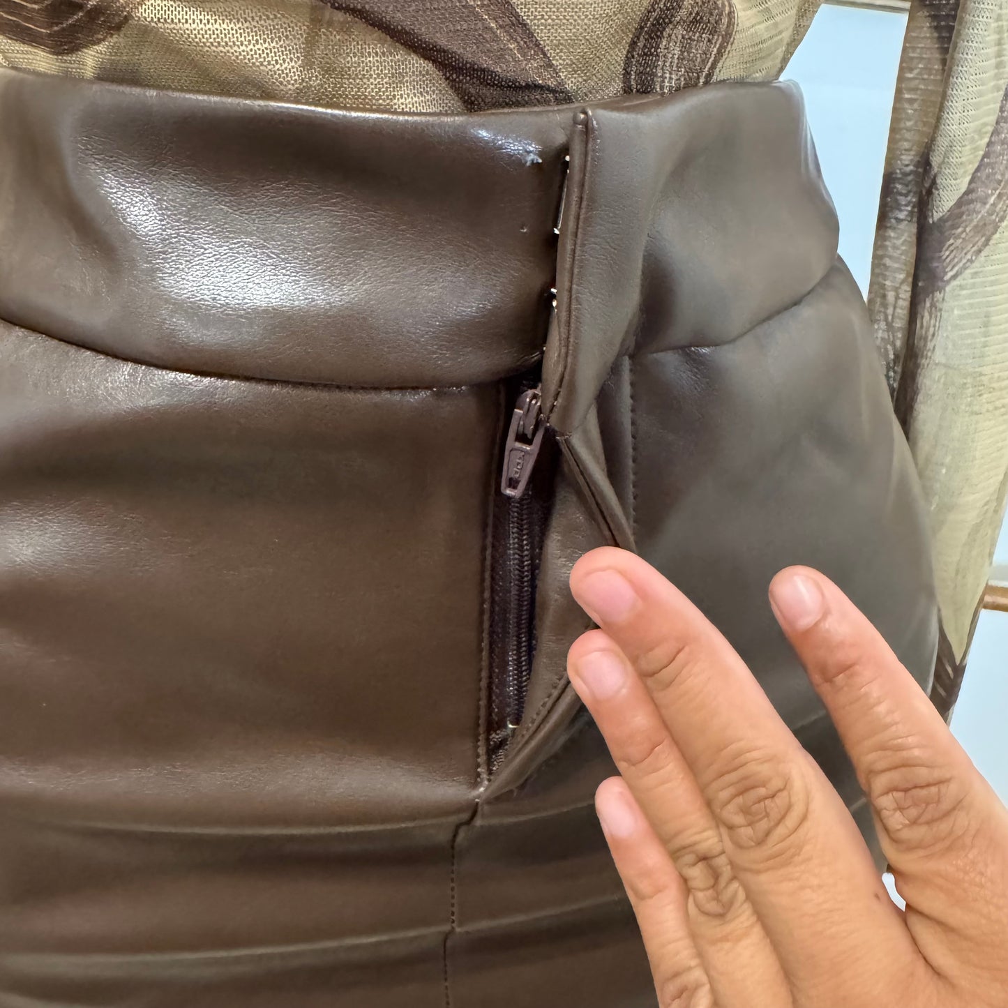 Faux Leather Mini Skirt-Chocolate