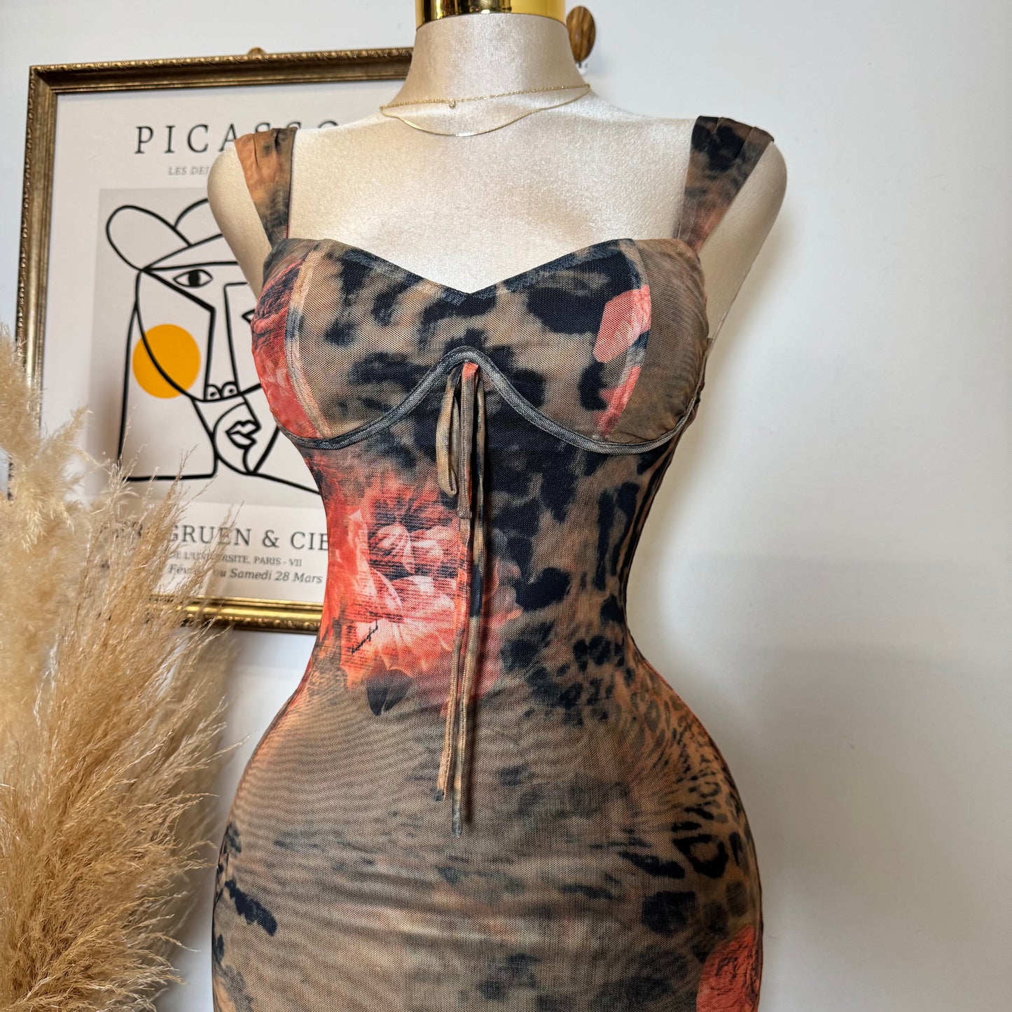 Zulu Mesh Dress-Multi Red