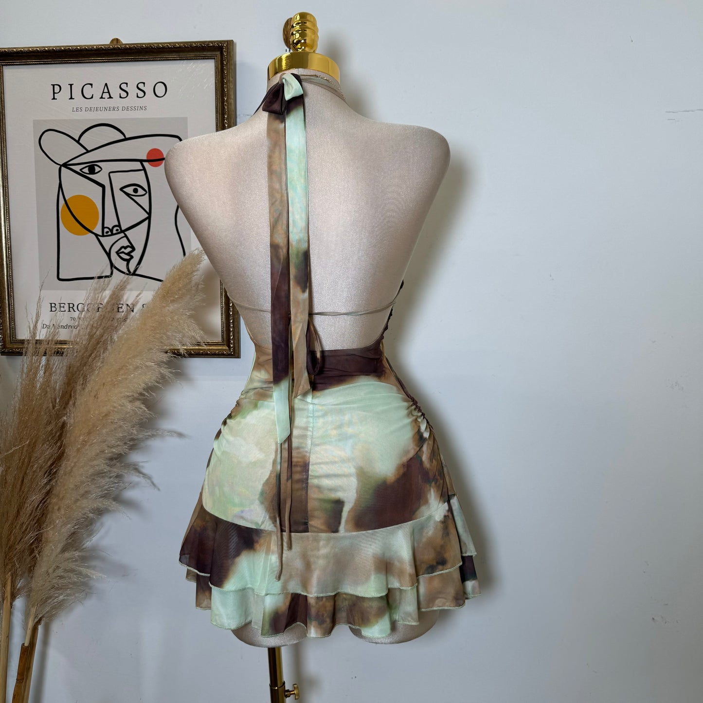 Amy  Halter Dress-Green