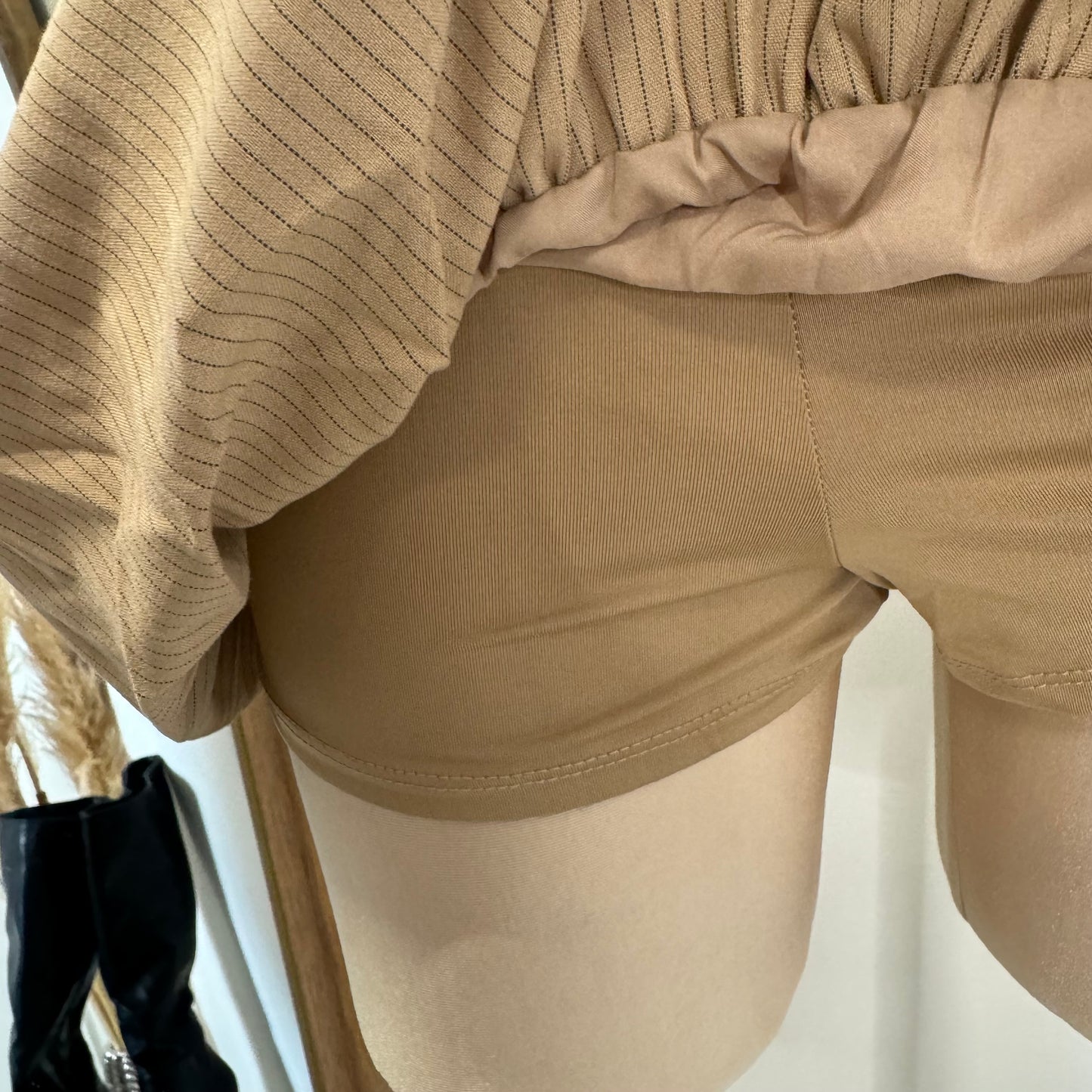 Camila Vest bubble skirt Set-Brown/Black