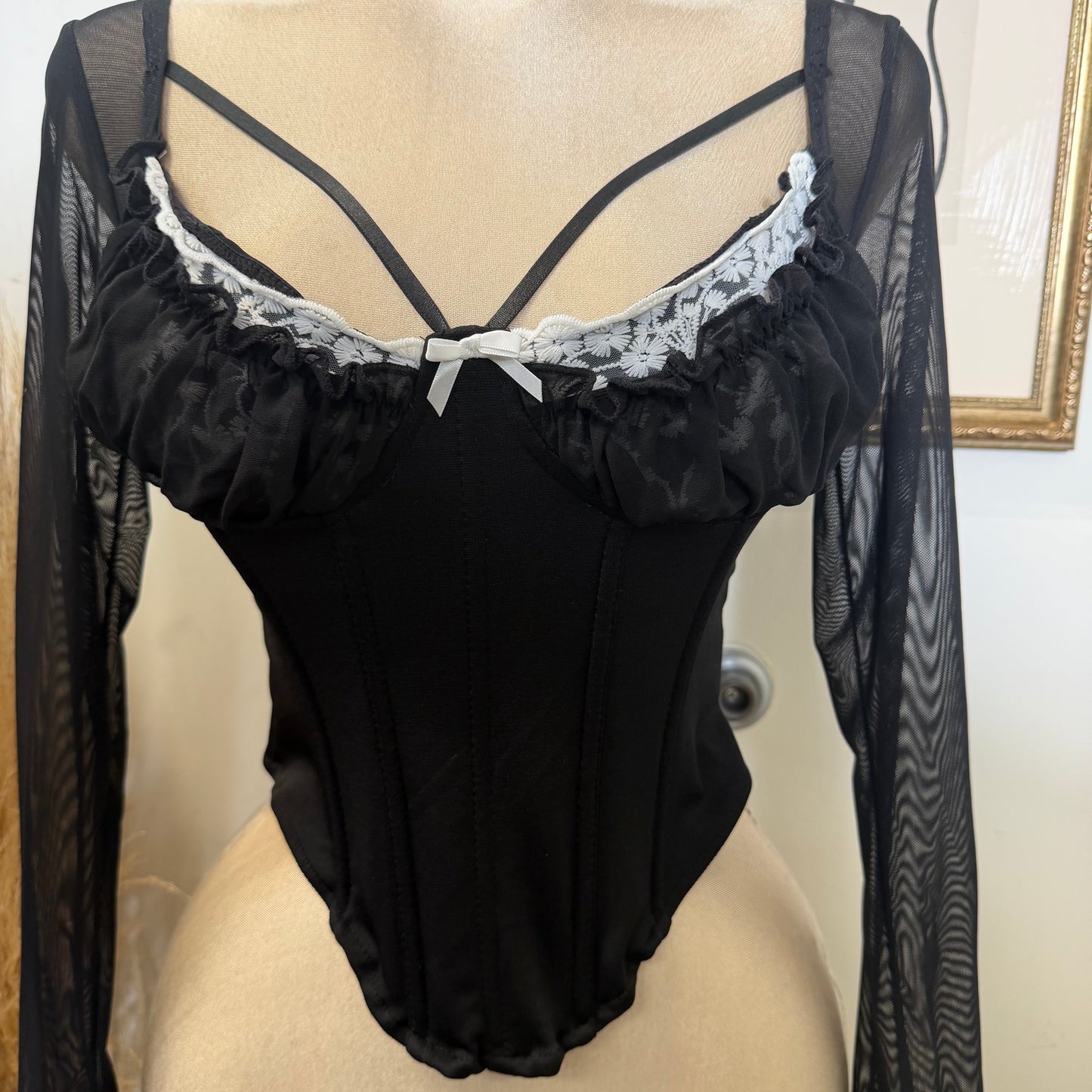 Long Sleeve Corset-Black