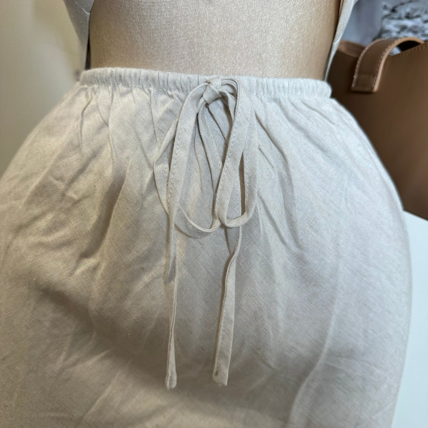 Linen Maxi Skirt Set-Beige