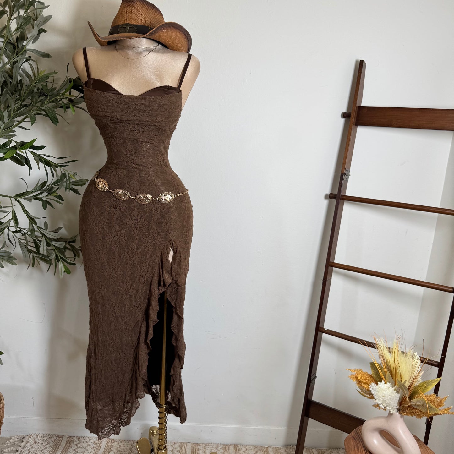 Mismaloya Dress-Lace Brown