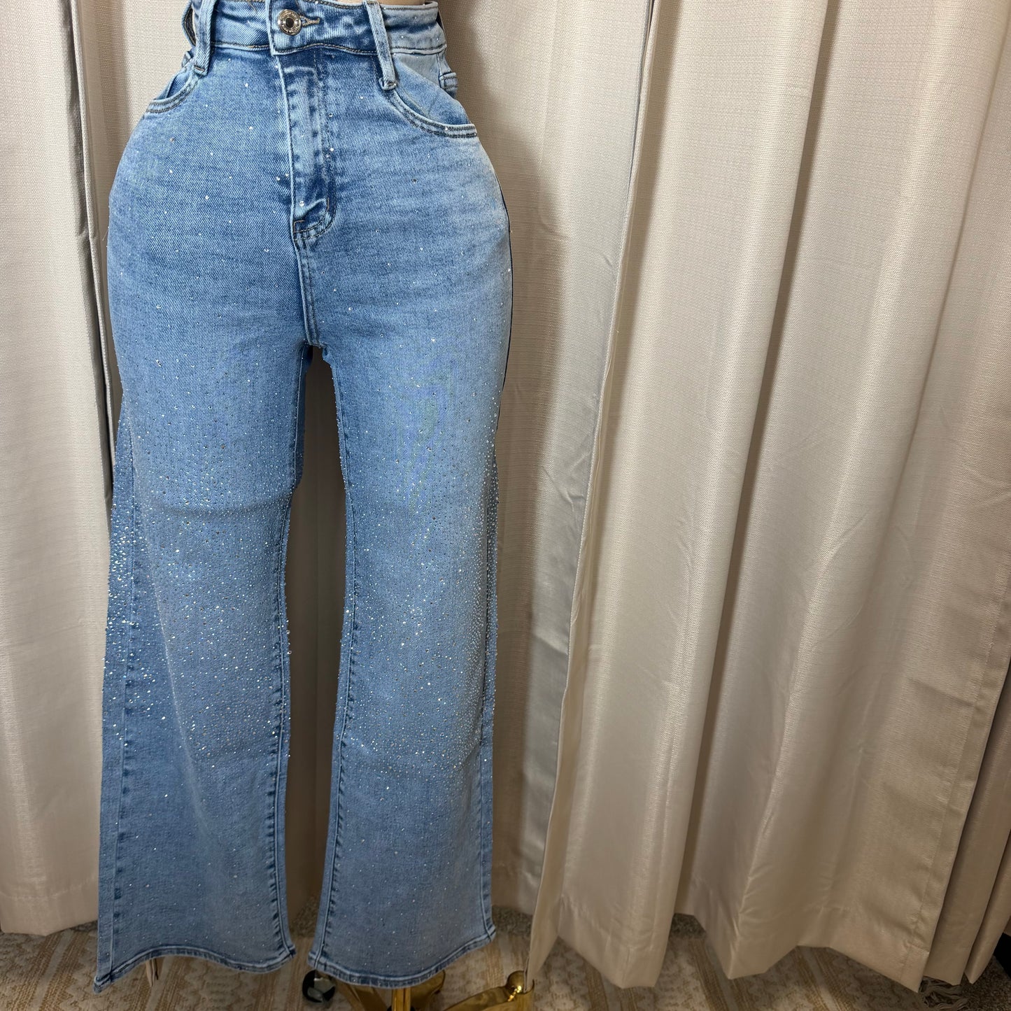 TQM Rhinestone Jeans-Blue