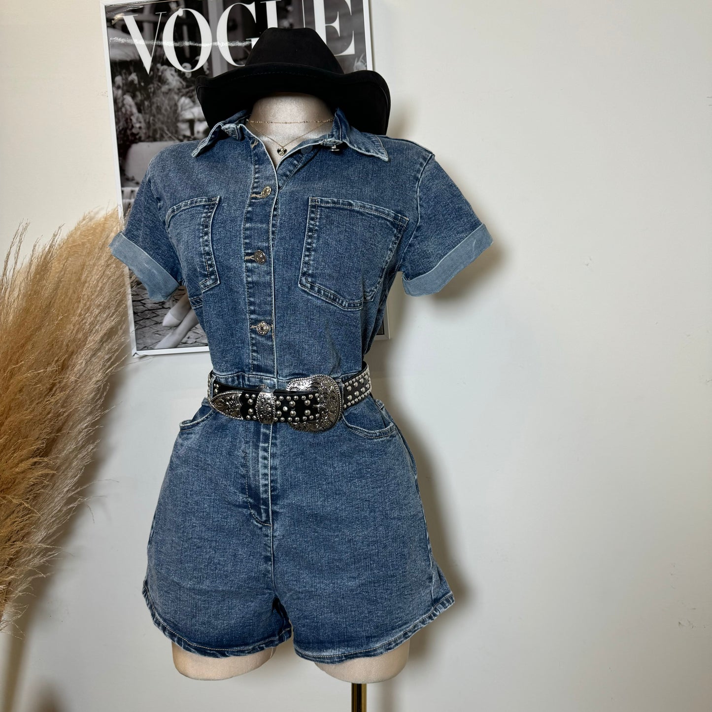 Denim Romper-Blue