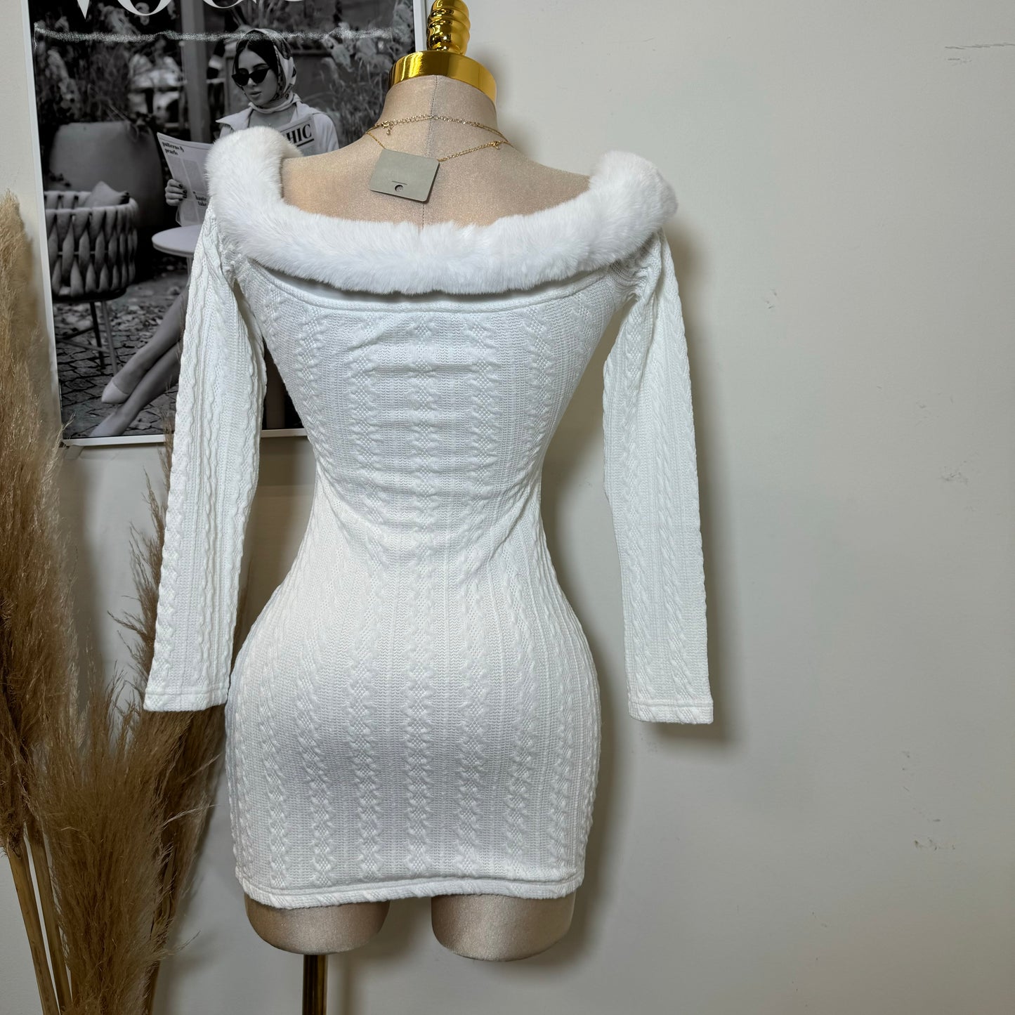 Reloj Long Sleeve Dress-White