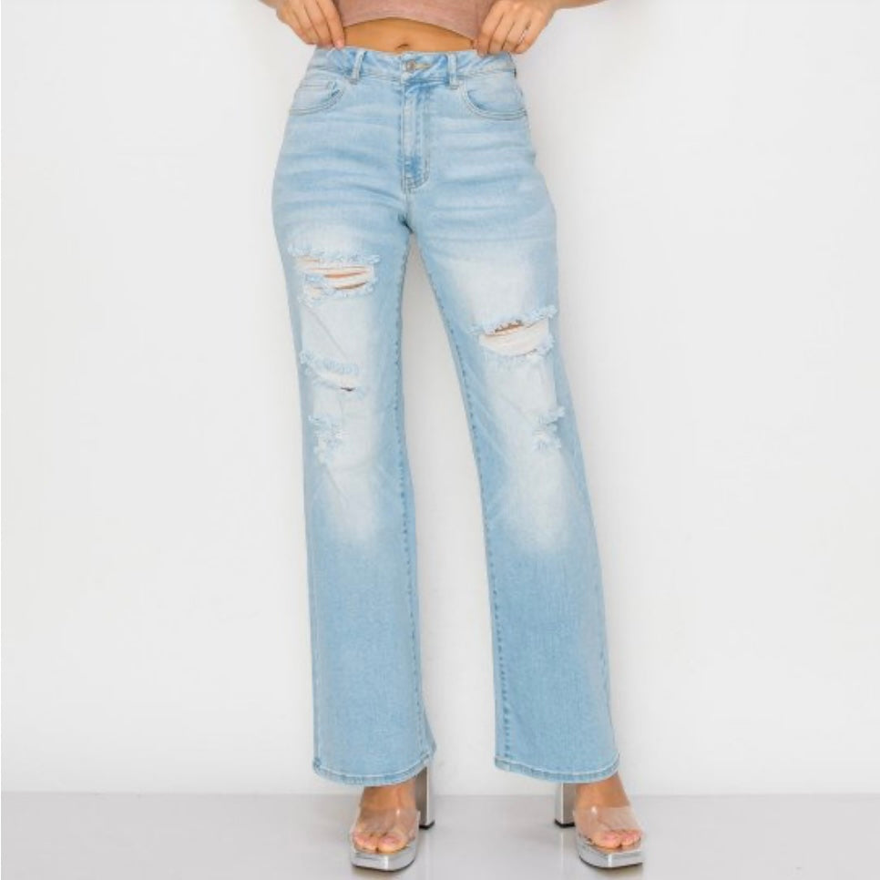 90259 Loose Straight Jeans -LT Blue