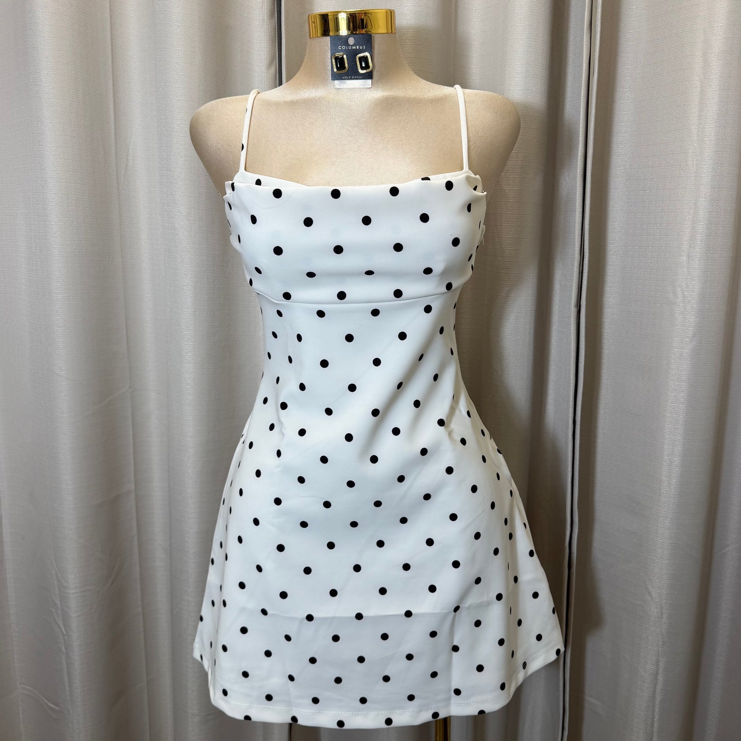 Polka Dot Mini Dress-white/Black