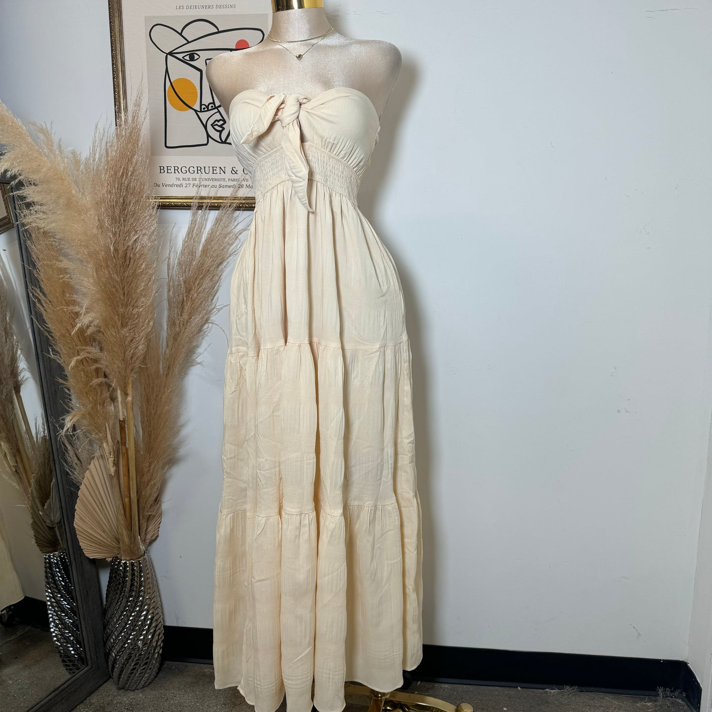 Strapless Maxi Dress-Baby Yellow