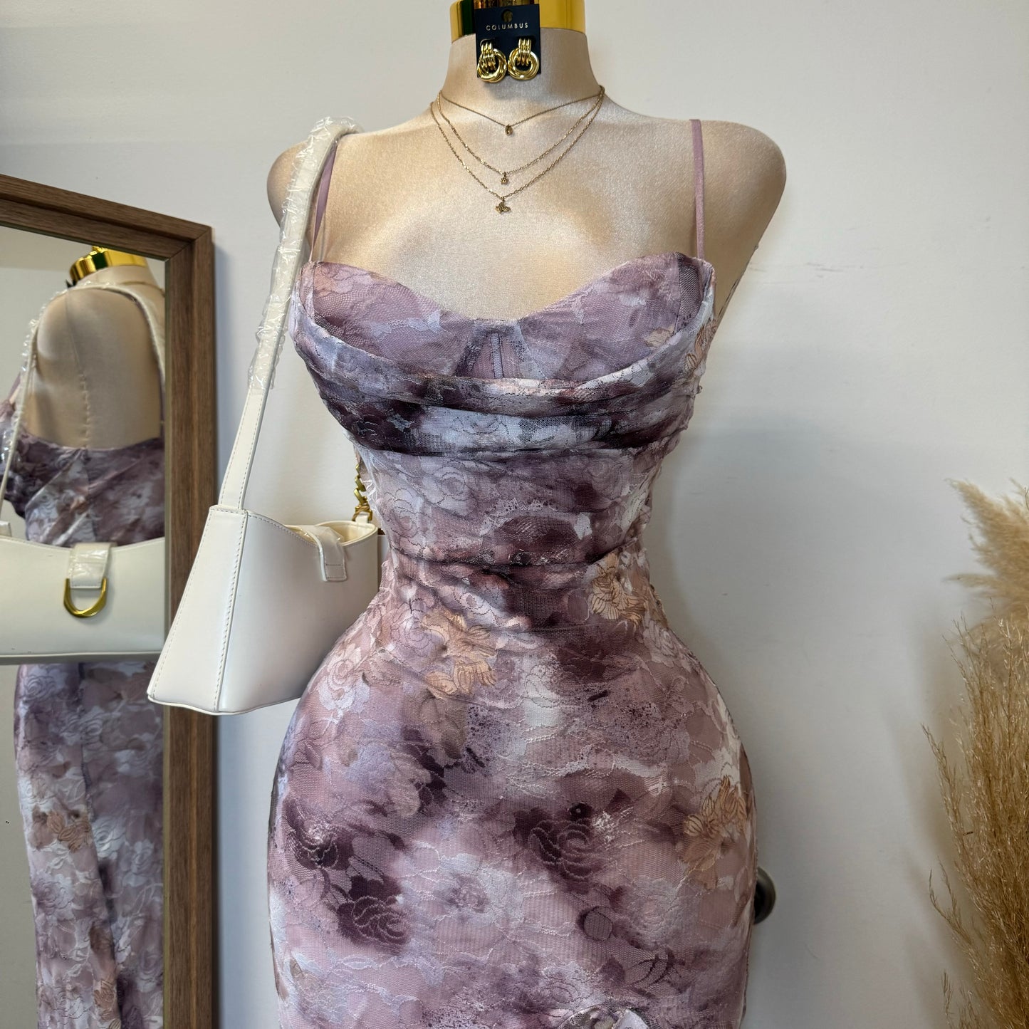 Mismaloya Lace Dress-Multi Pink