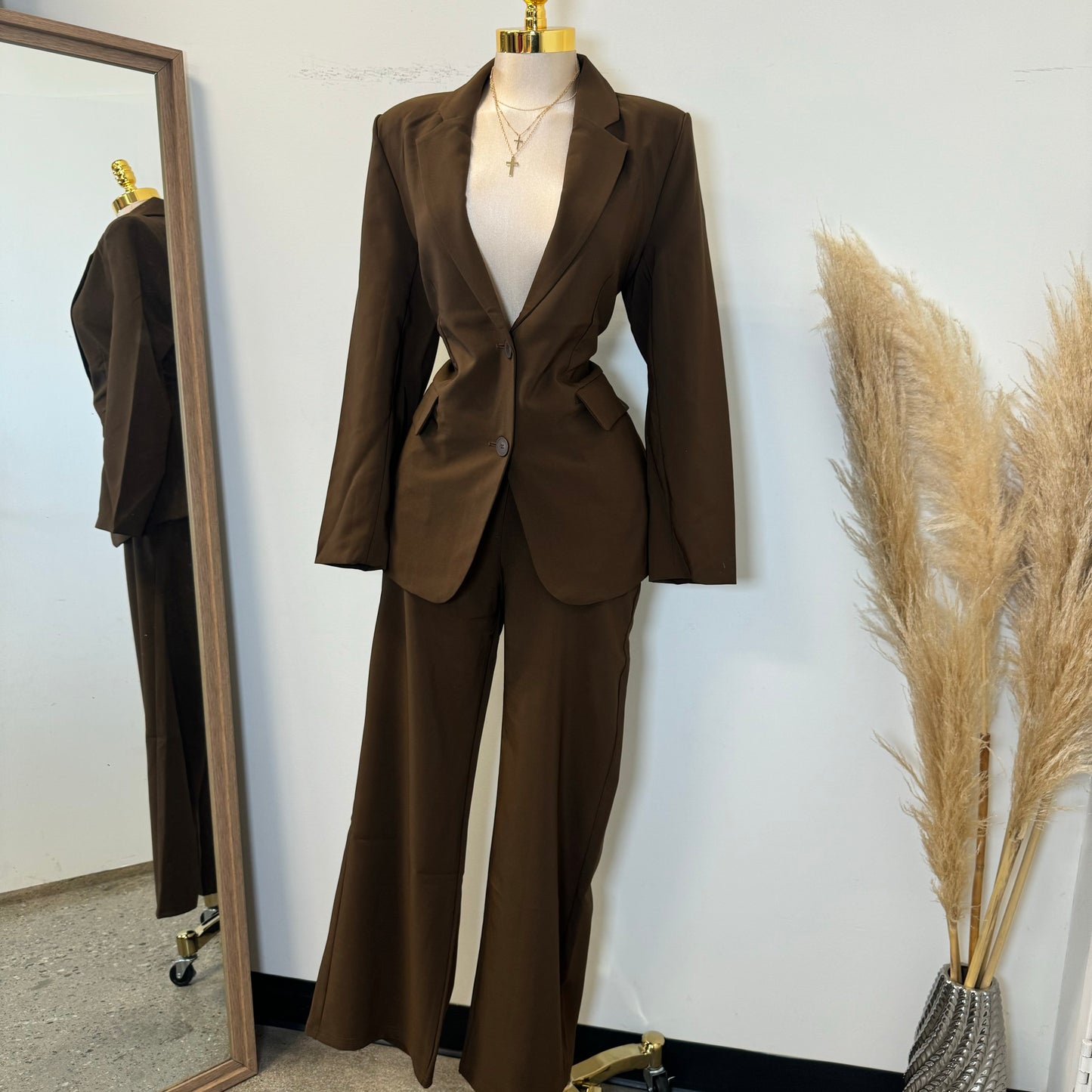 Boss Lady Pant Suit-Brown