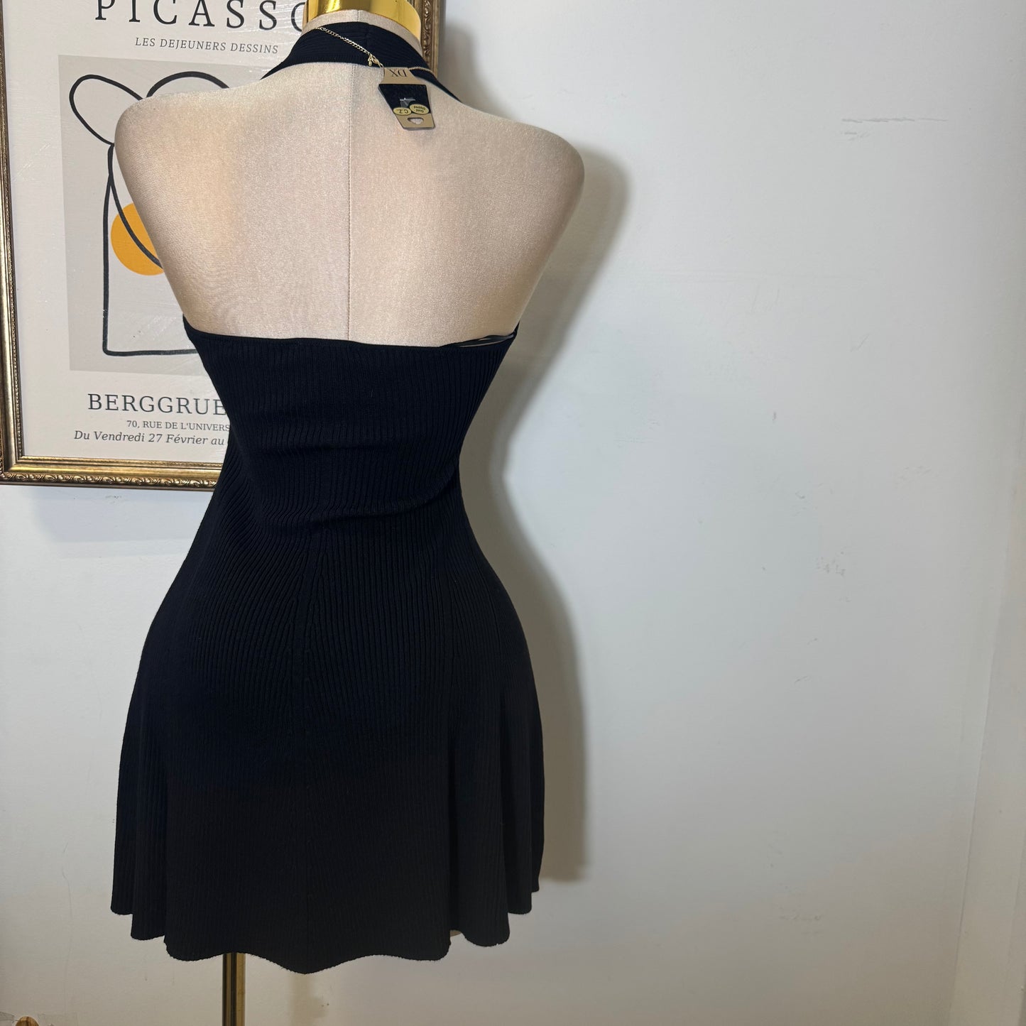 Amren Halter Sweater Dress -Black