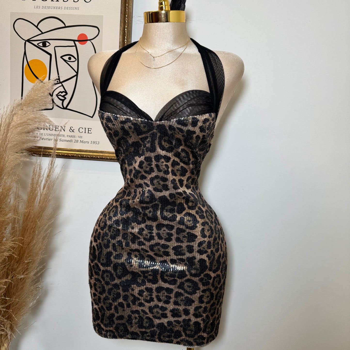 Leopard Sequin Dress-Leopard