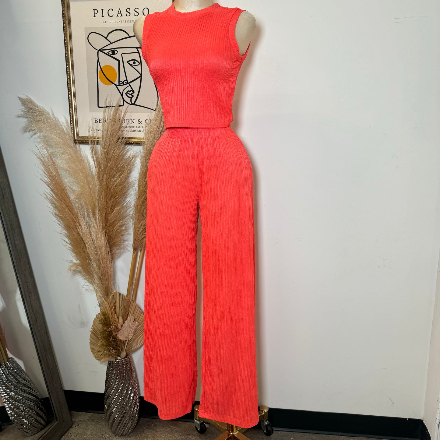 Tamara Two Piece Set-Orange Coral