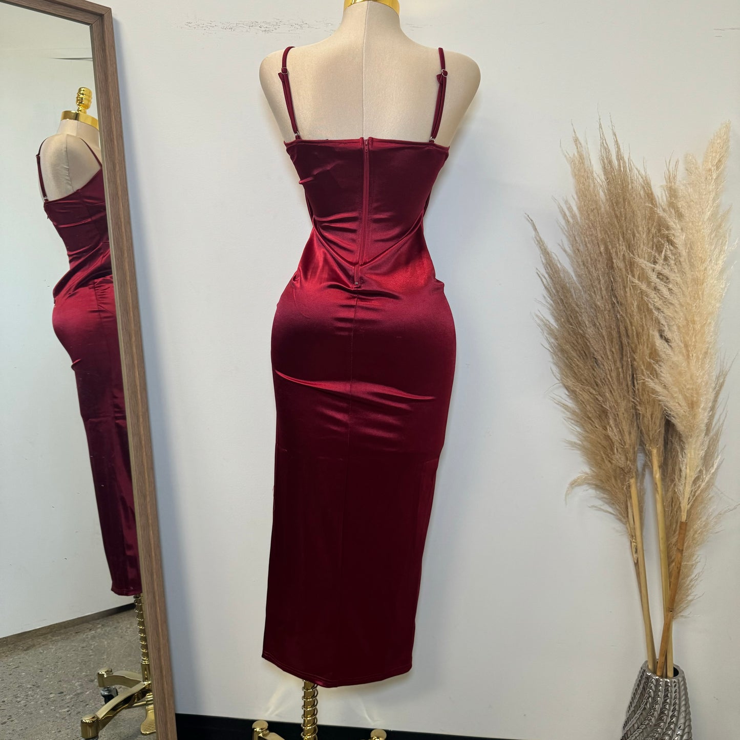 Holiday Satin Dress-Ruby