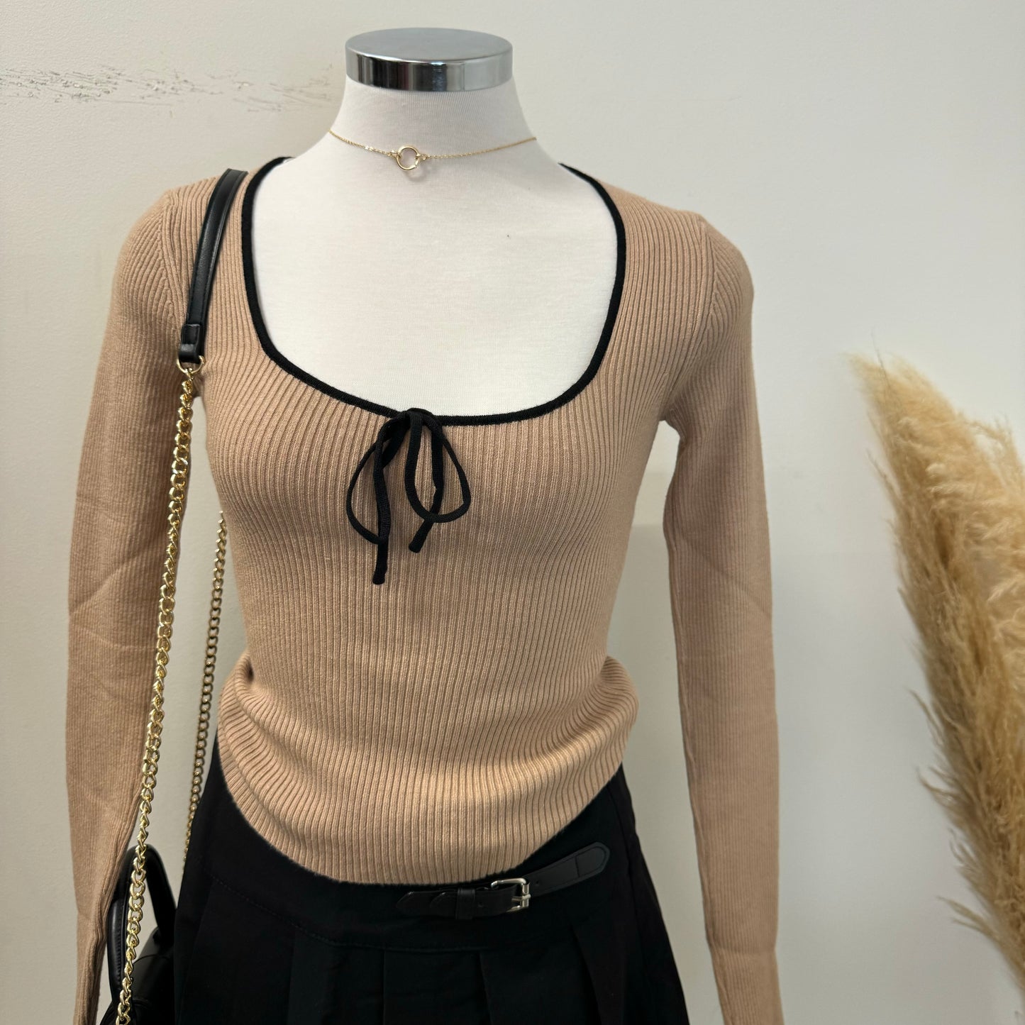 Iris Sweater Top-Khaki