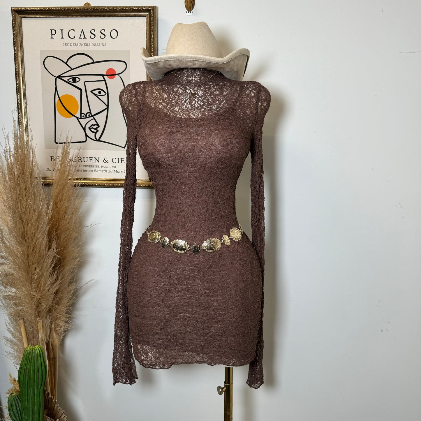 Karolina Lace Dress -Brown