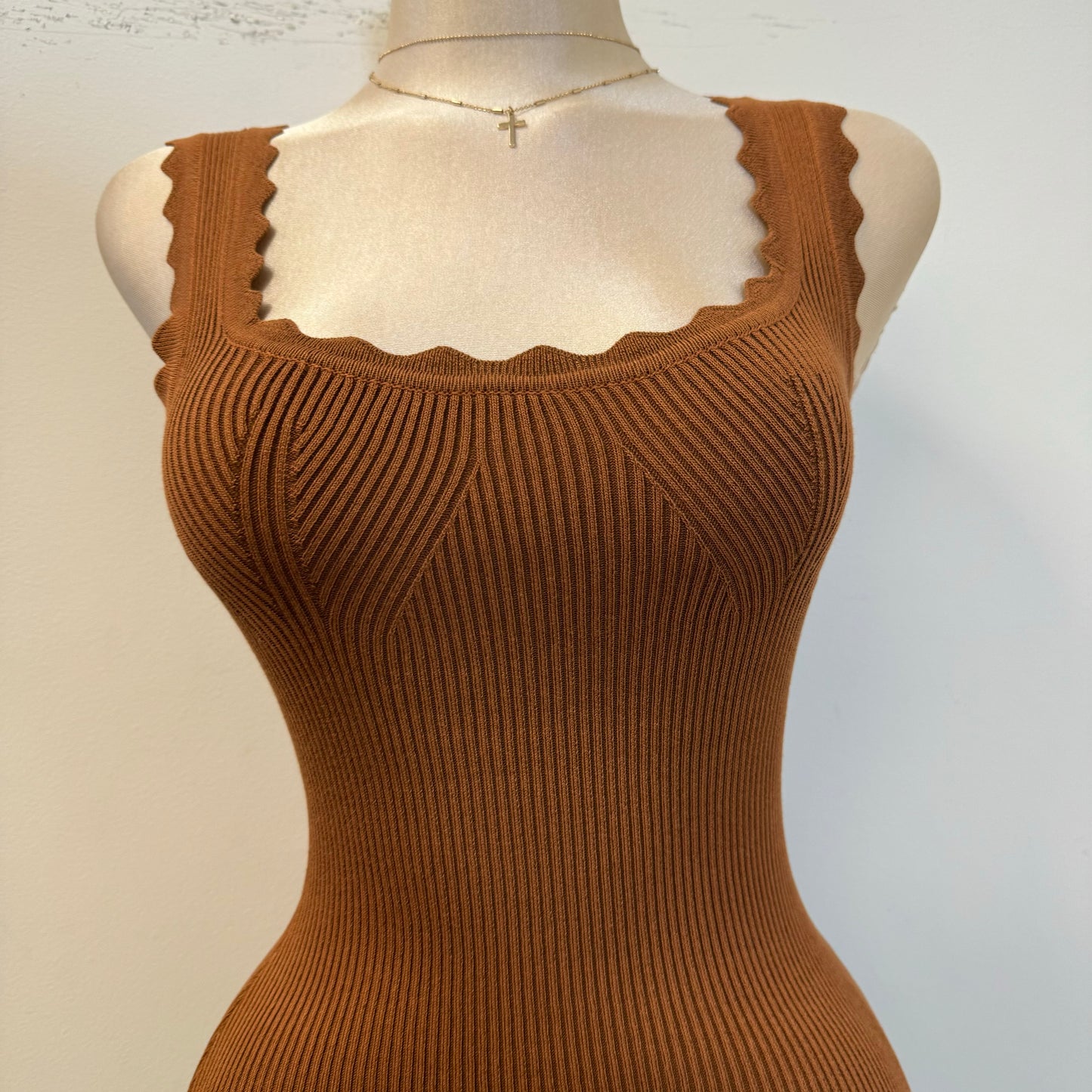 Lolis Knit Tank Midi Dress-Caramel