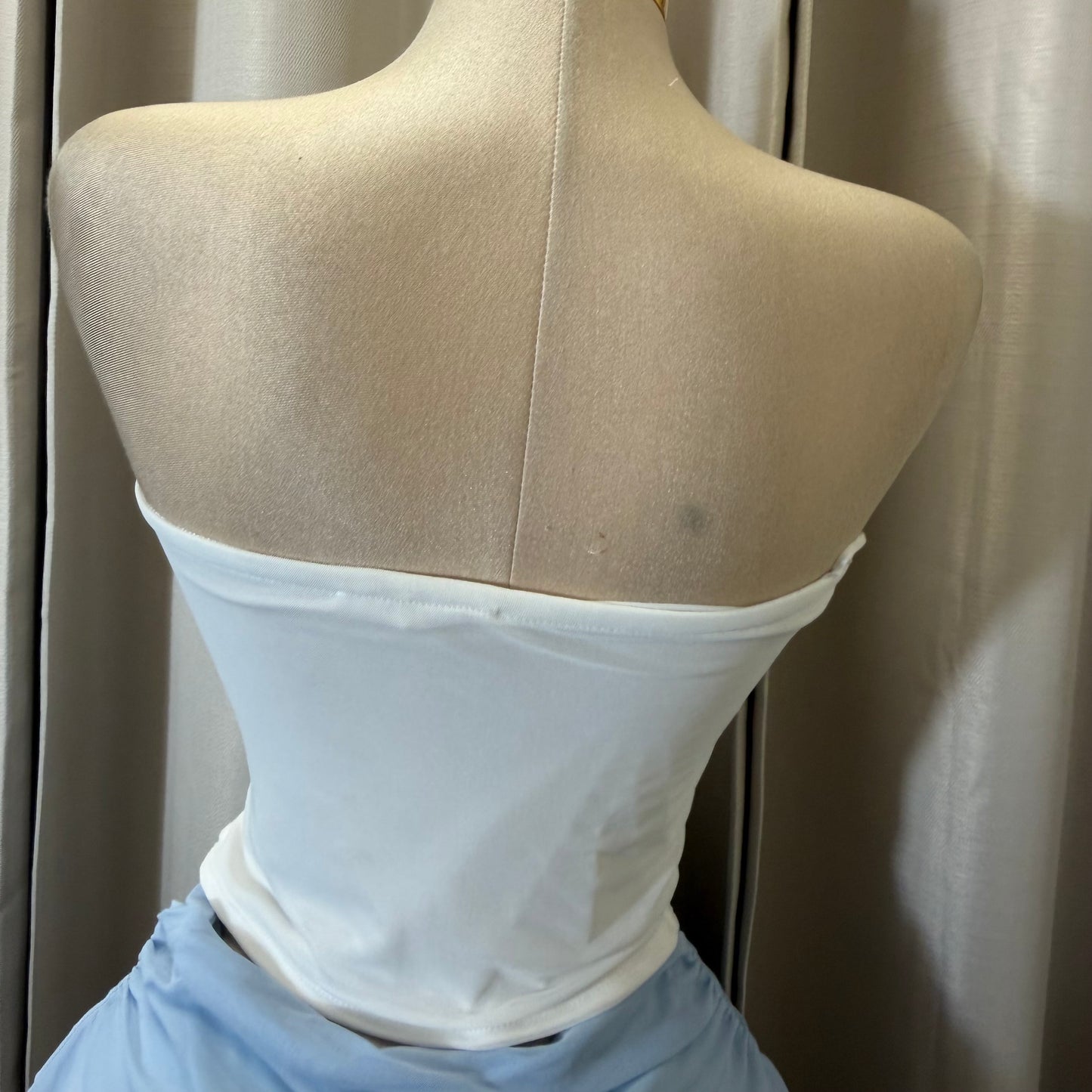 Flower corset strapless Top-White
