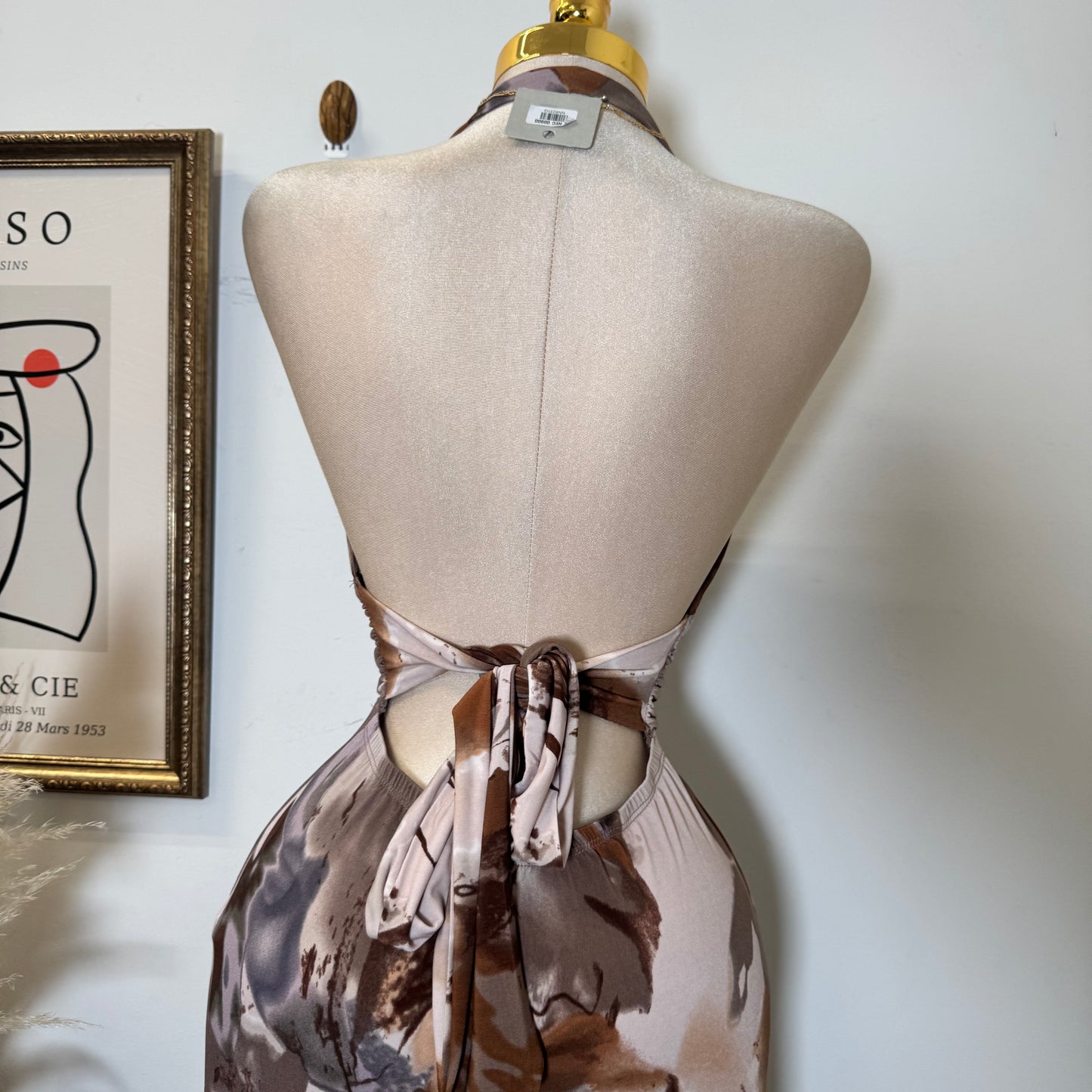 Halter Jumpsuit-Multi Brown