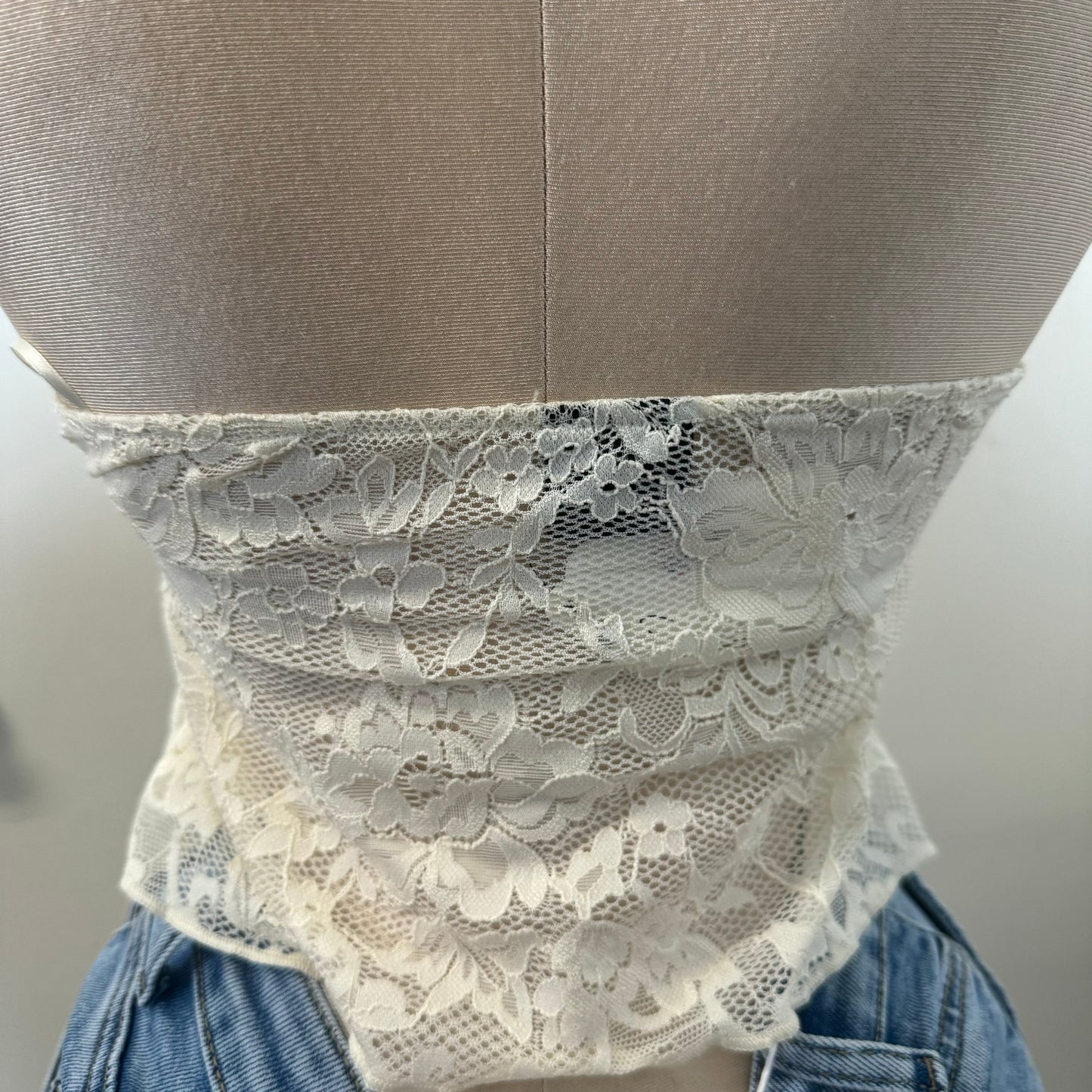 Lace Halter Top-White