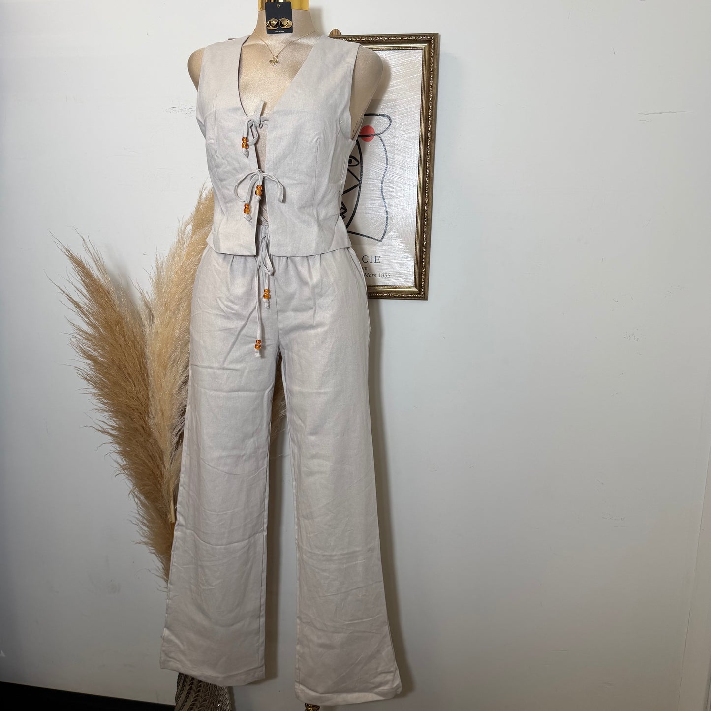 Knot Pant Set-Natural