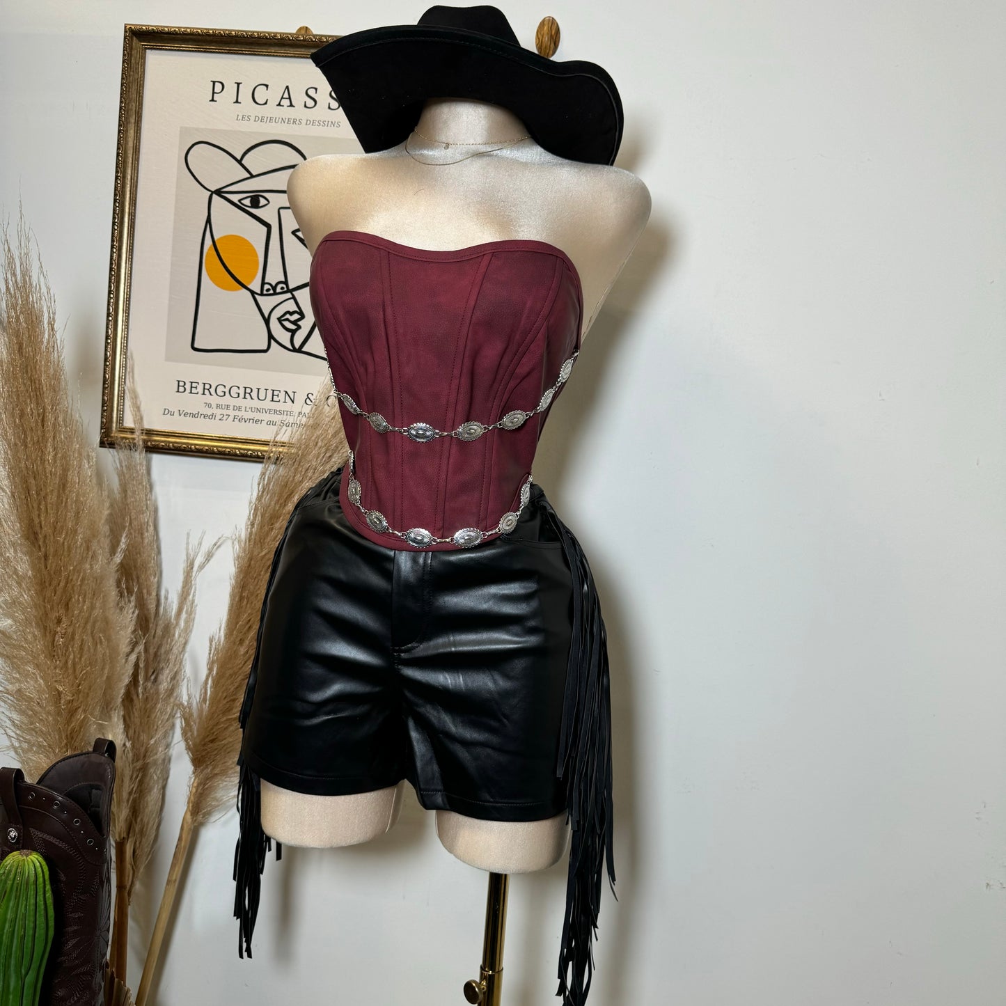 La Bota Corset -Burgundy