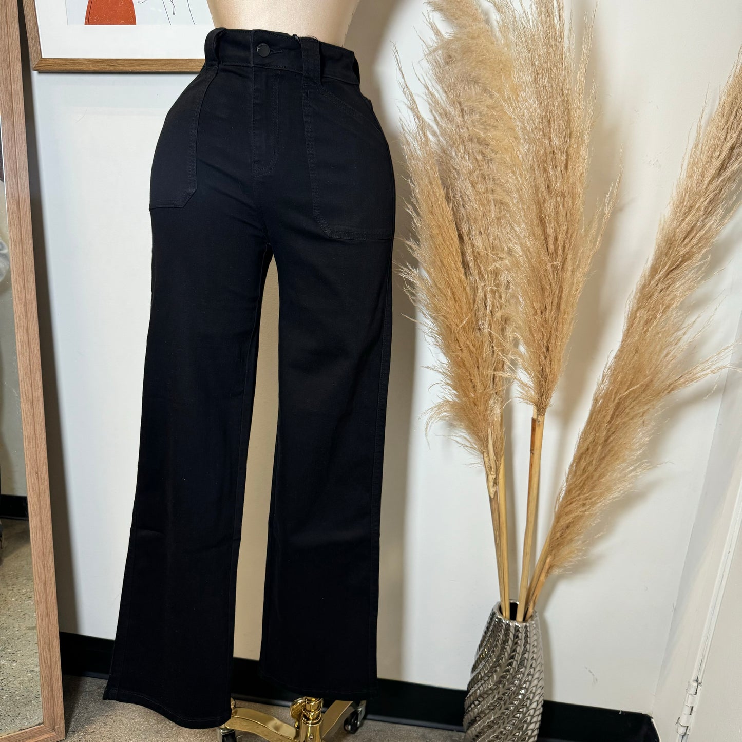 V2628 High Wide Leg-Black