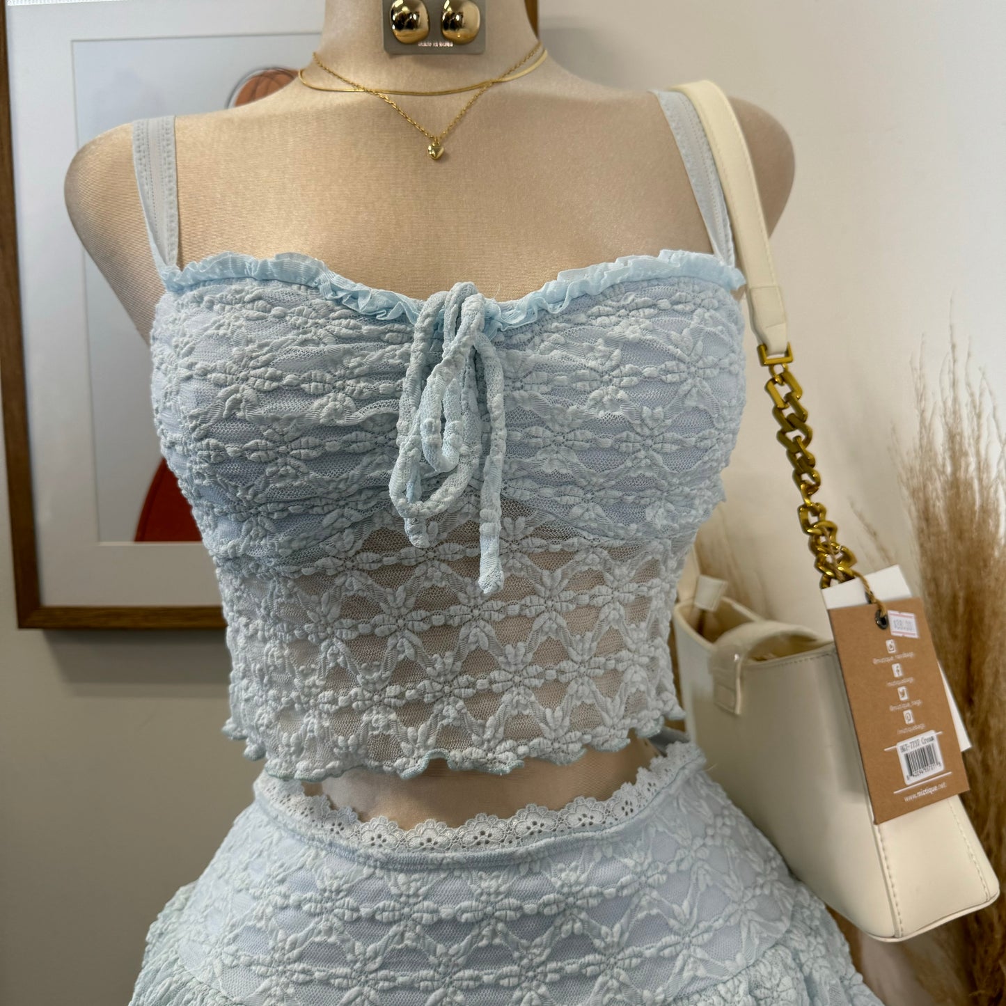 Bonita Lace Flare Skirt Set-baby Blue