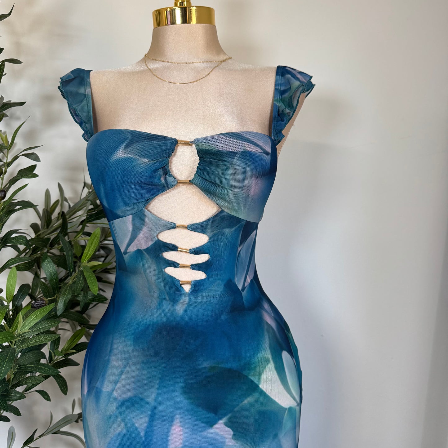 Karol Dress-Blue/Beige