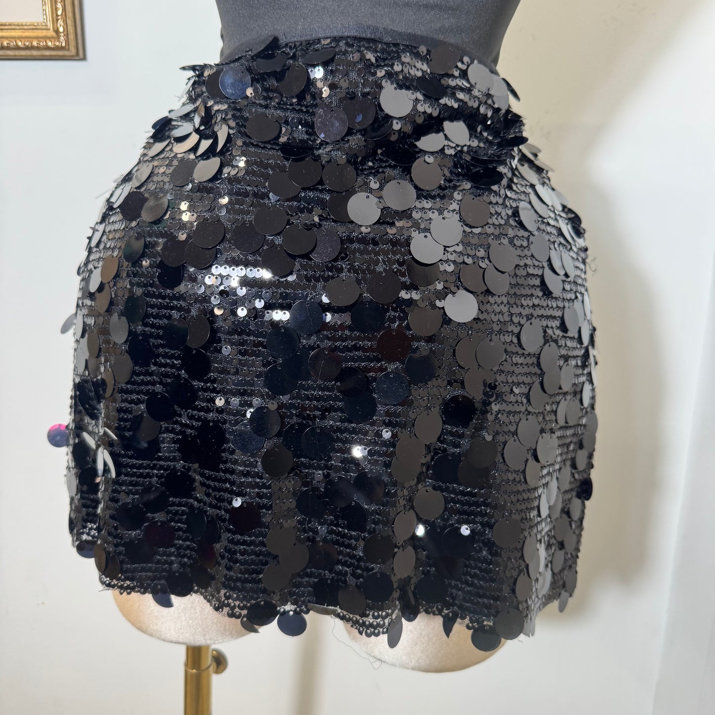 Sequin Mini Skirt-Black
