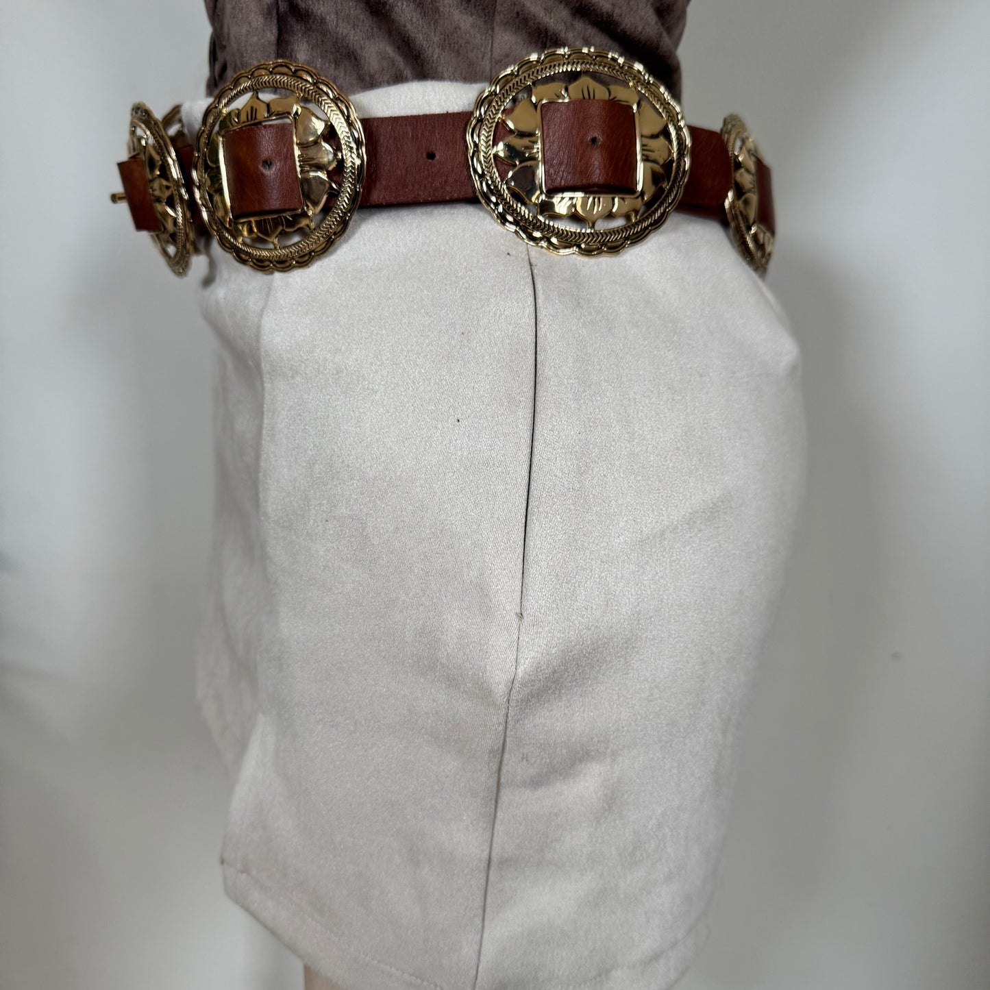 Suede Mini Skirt with shorts underneath -Cream