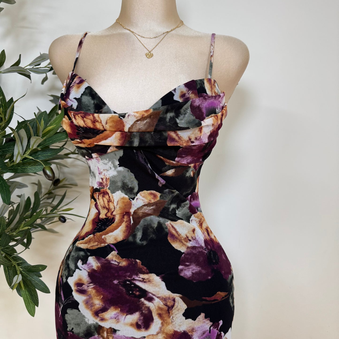 Karil Mesh Dress-Purple Print Mesh