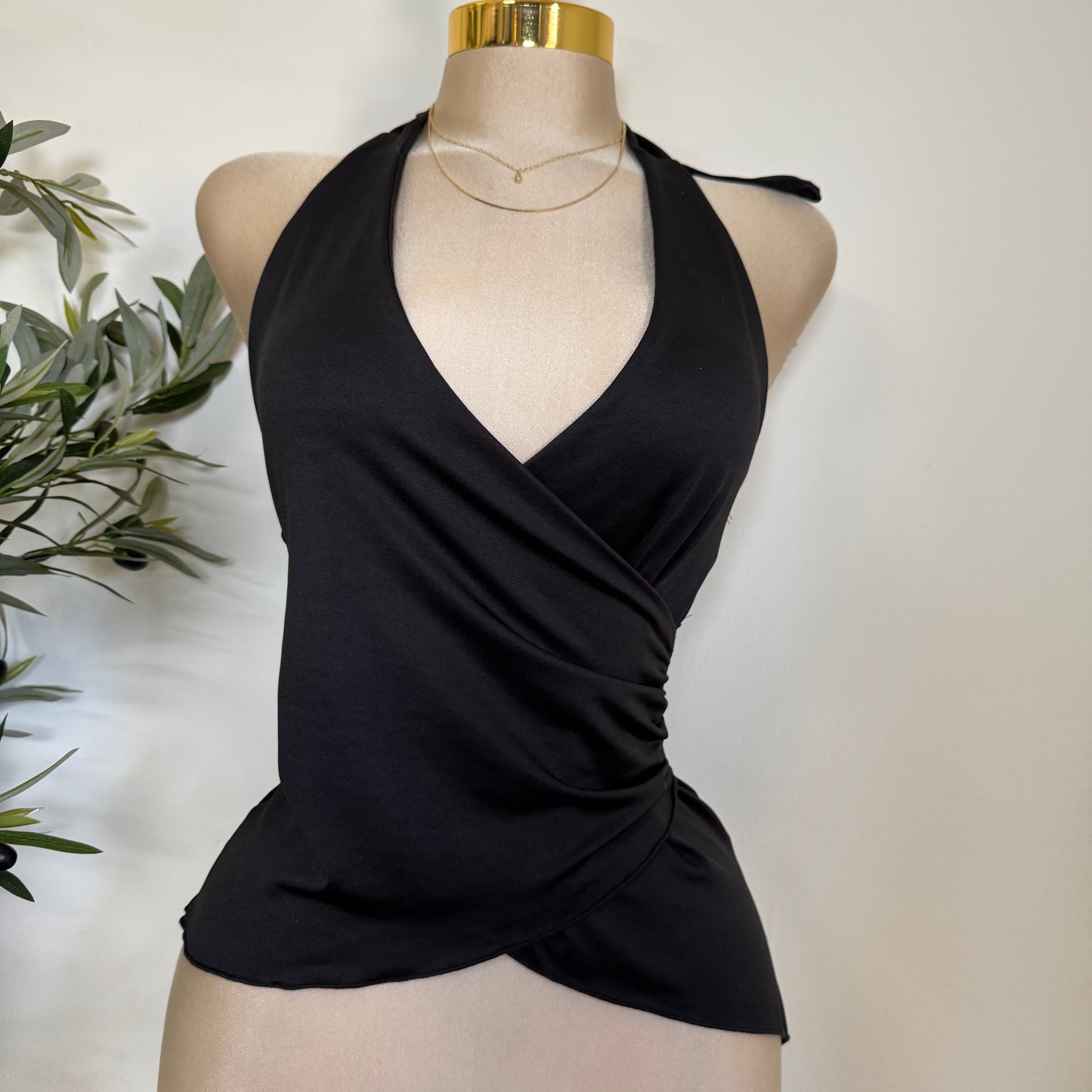 Halter Double Layered Top-Black