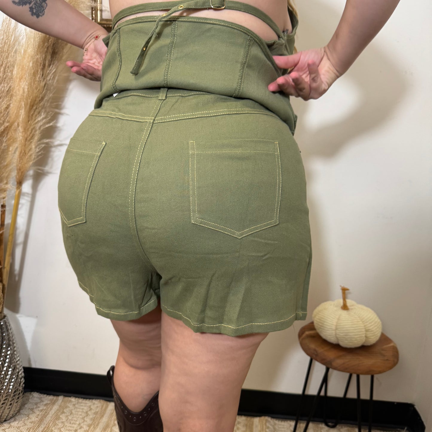 Denim Skort -Green