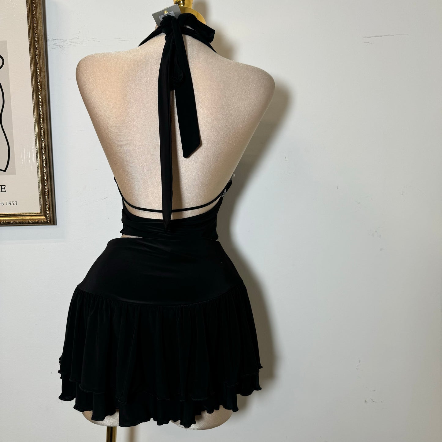 Halter Skirt Set-Black