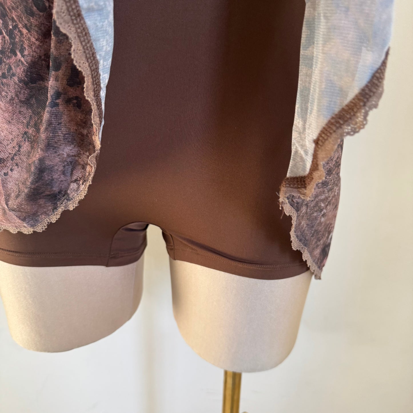 Halter Mini Dress-Brown Print