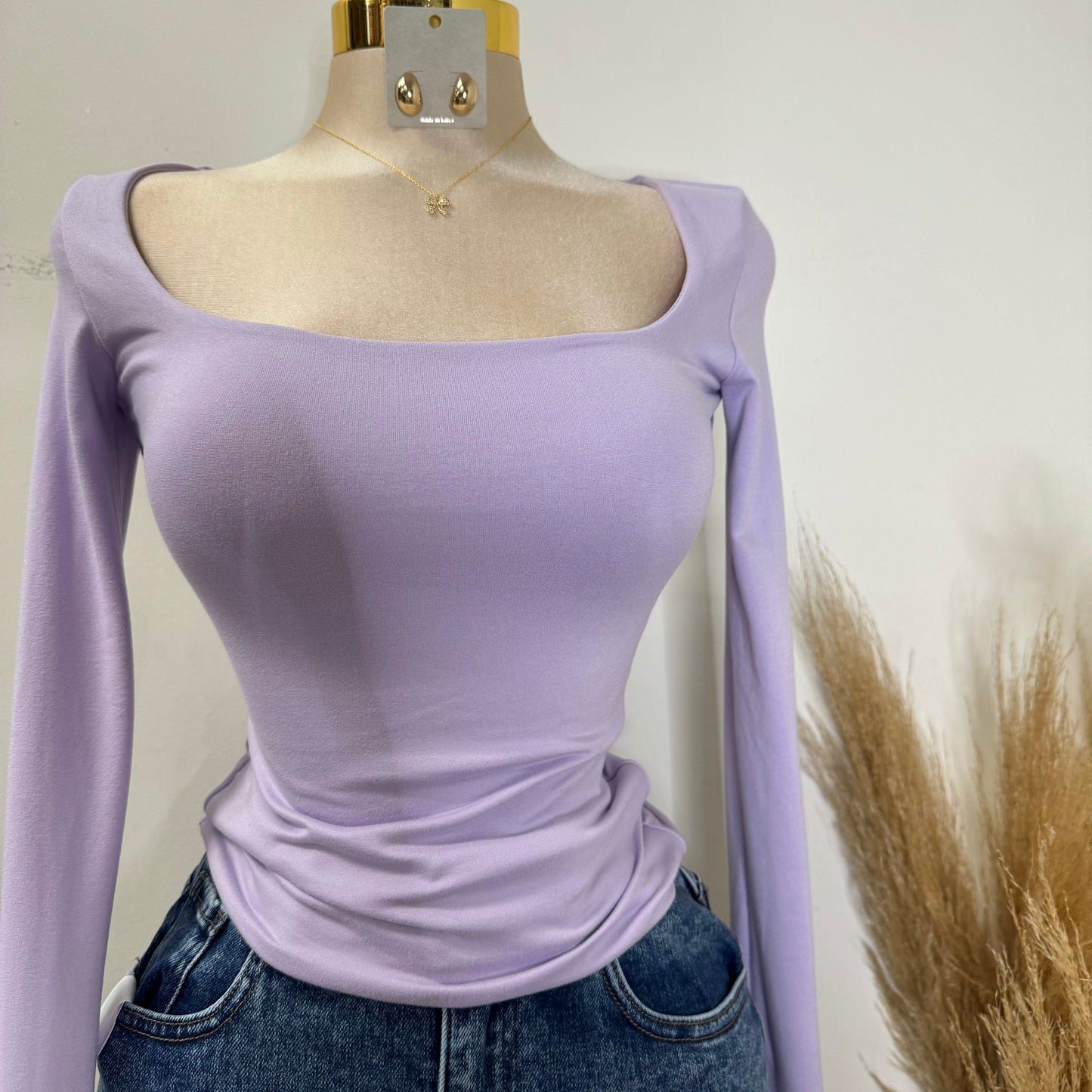 Double Layered & Soft Material Long Sleeve-Lilac