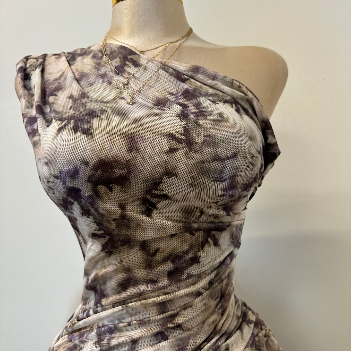 Luxi Dress-White/Olive Multi Color