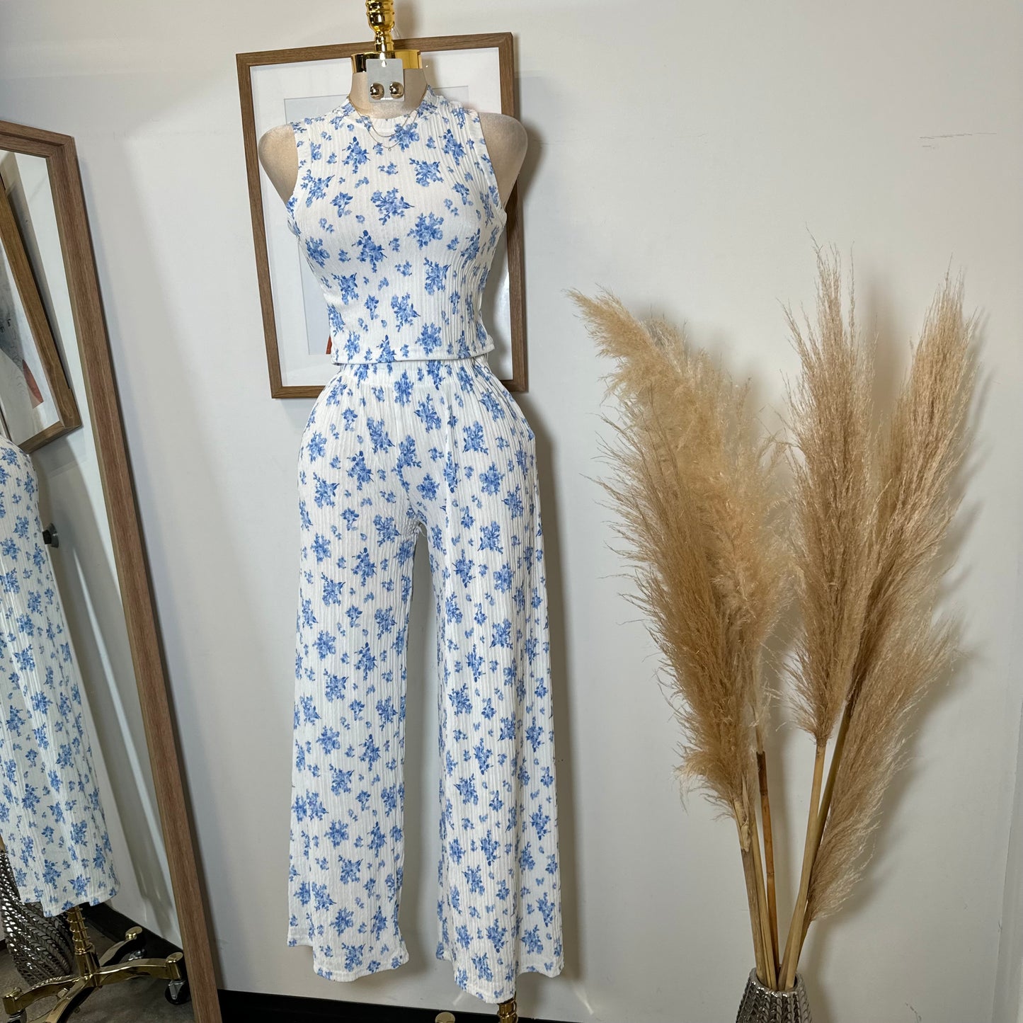 Tamara Two Piece Set-White/Blue