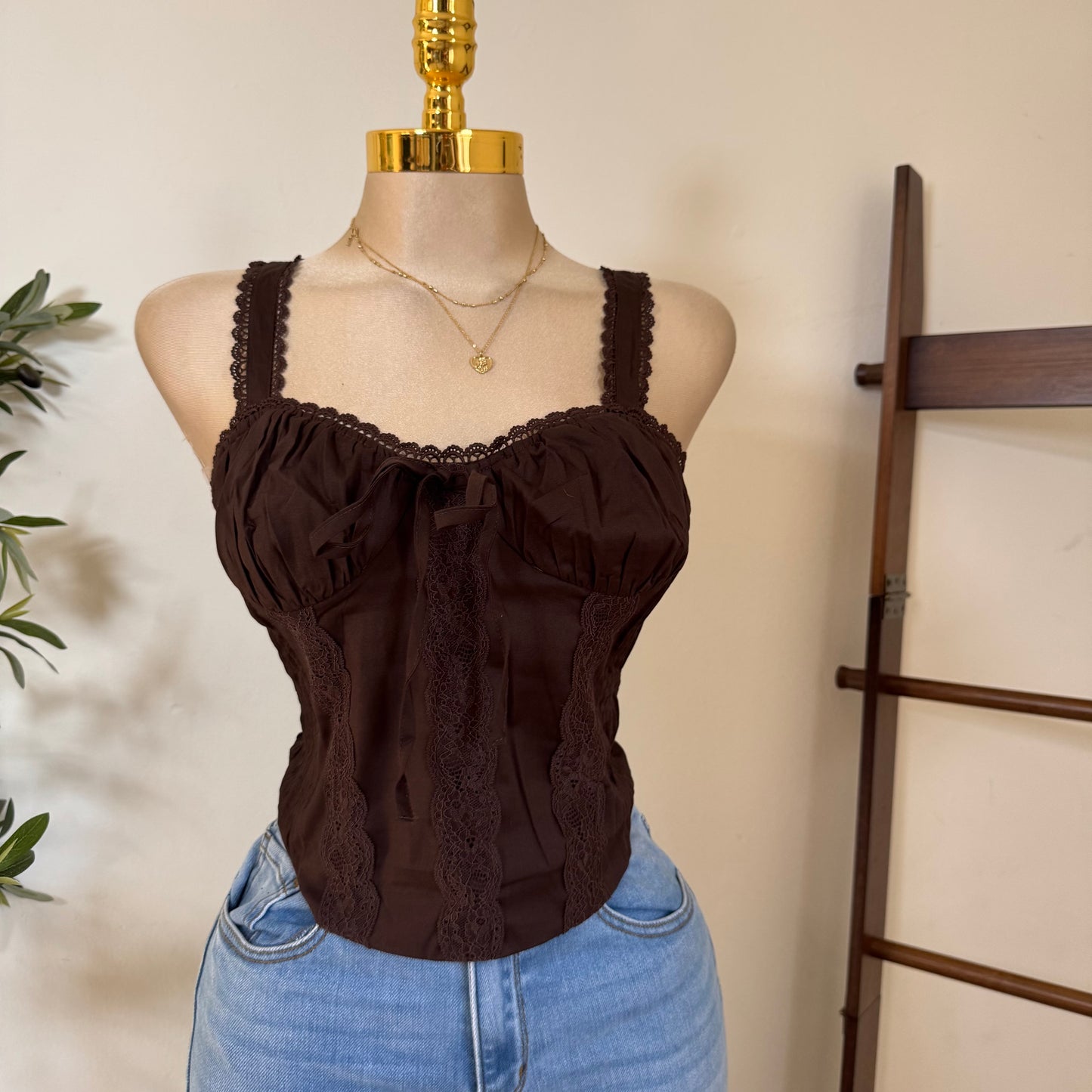 Picnic Corset Top-Brown