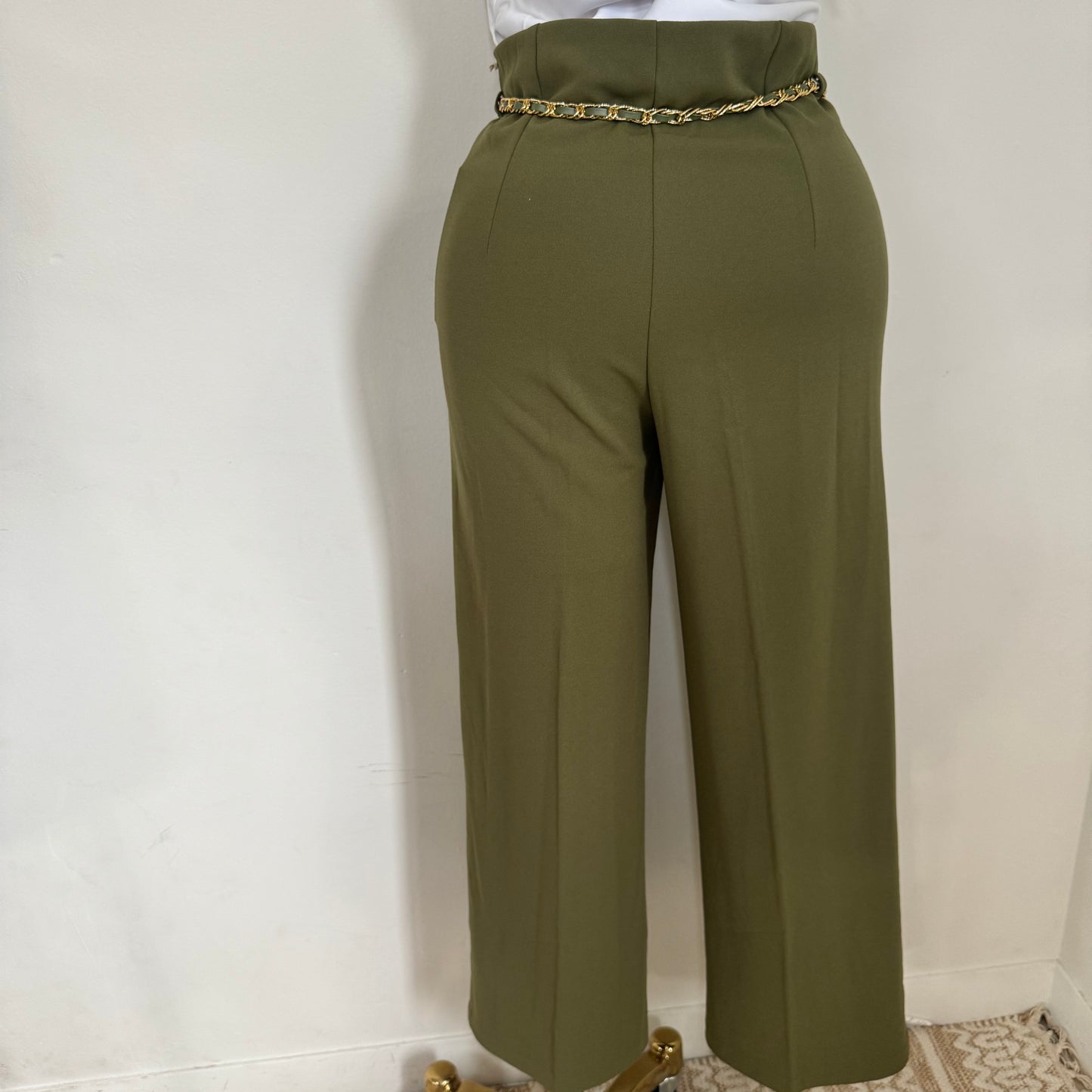 Dressy Pant with Chain- Olive
